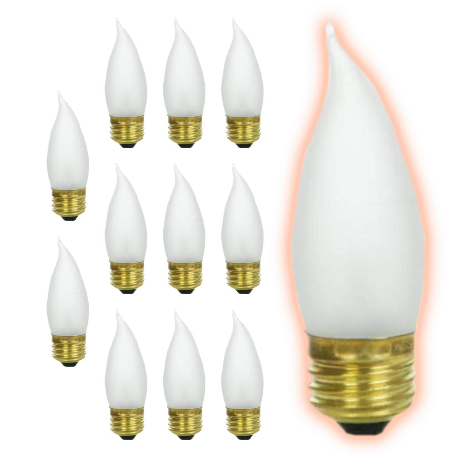 GoodBulb 25W Flame Tip Light Bulbs | Dimmable 2700K Soft White | Frosted Finish | 12 Count Pack