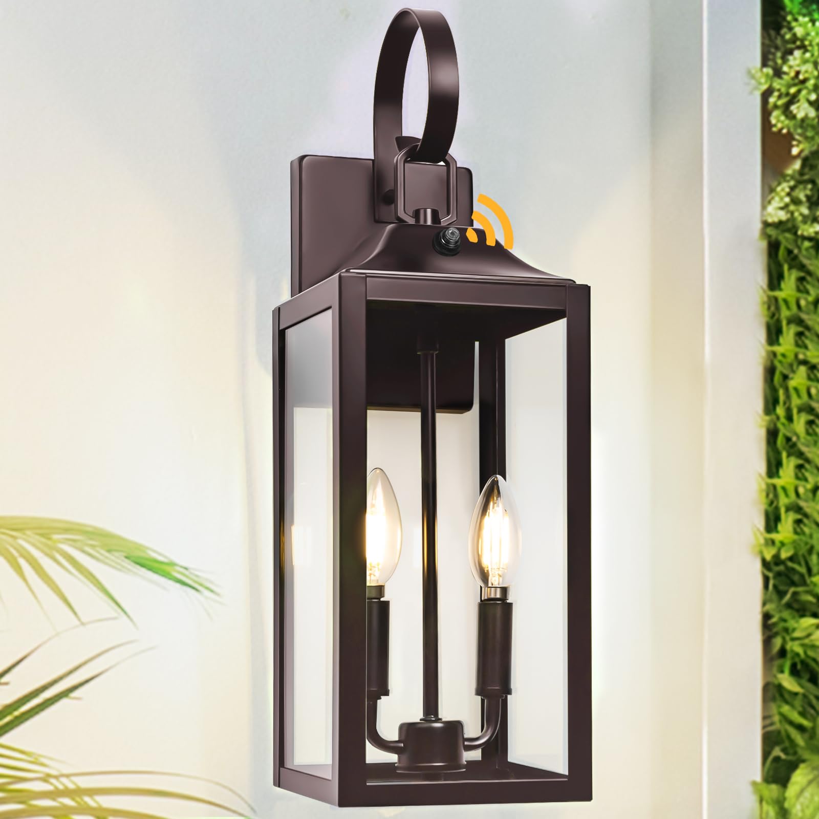 Yolsunes Oil Rubbed Bronze Dusk to Dawn Outdoor Wall Lighting, 19'' Large Outside Modern Wall Sconce Lantern, Industrial Porch L