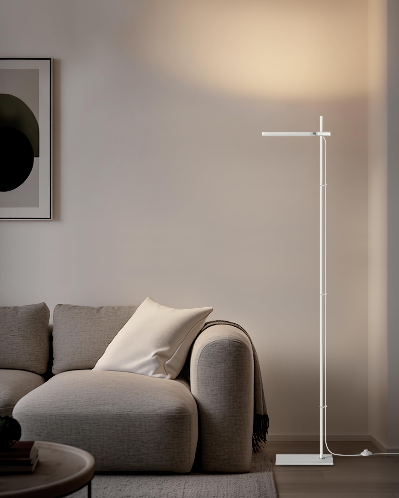 Visdanfo Modern Floor Lamp, 360 Degree Rotation Sky Led Floor Lamp Office Lighting, Bright Led Standing Pole Light, Tall Lamps For Living Room,Bedroom,Reading,Study Room (White)