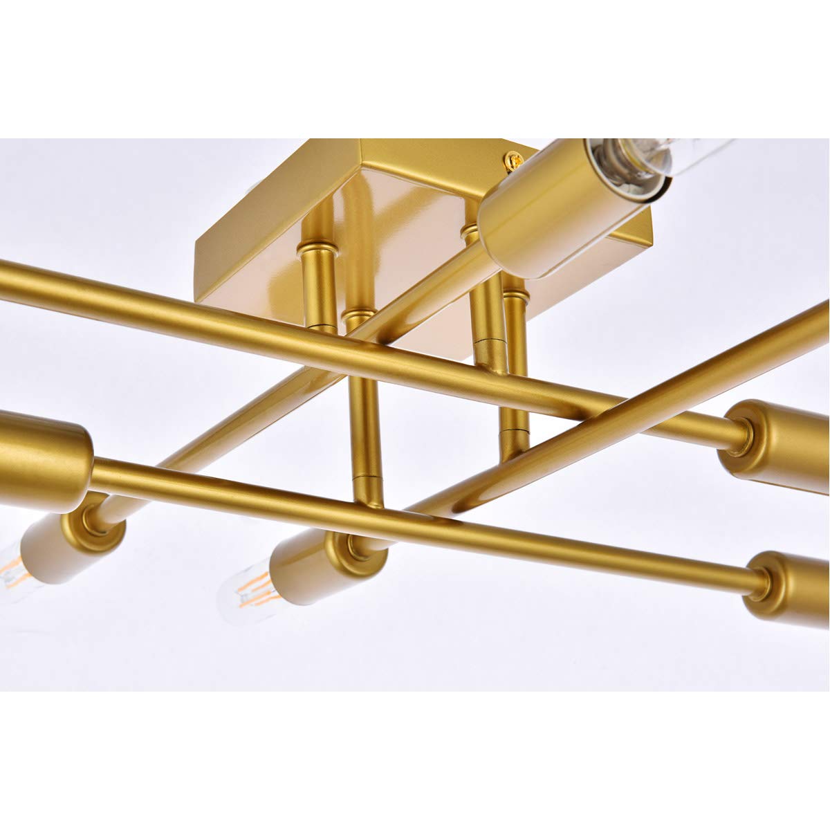 Living District Script 8-Light Mid-Century Metal Flush Mount in Brass