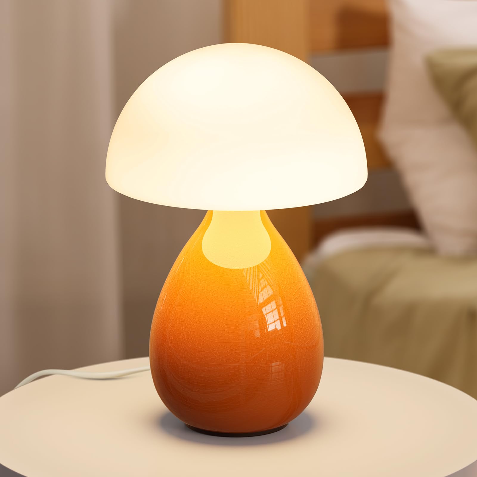 Vanbolon Mushroom Lamp, Mini Modern Lamp Small Vintage Table Bedside Nightstand Light, Small Light Dimmable For Bedroom, Living 