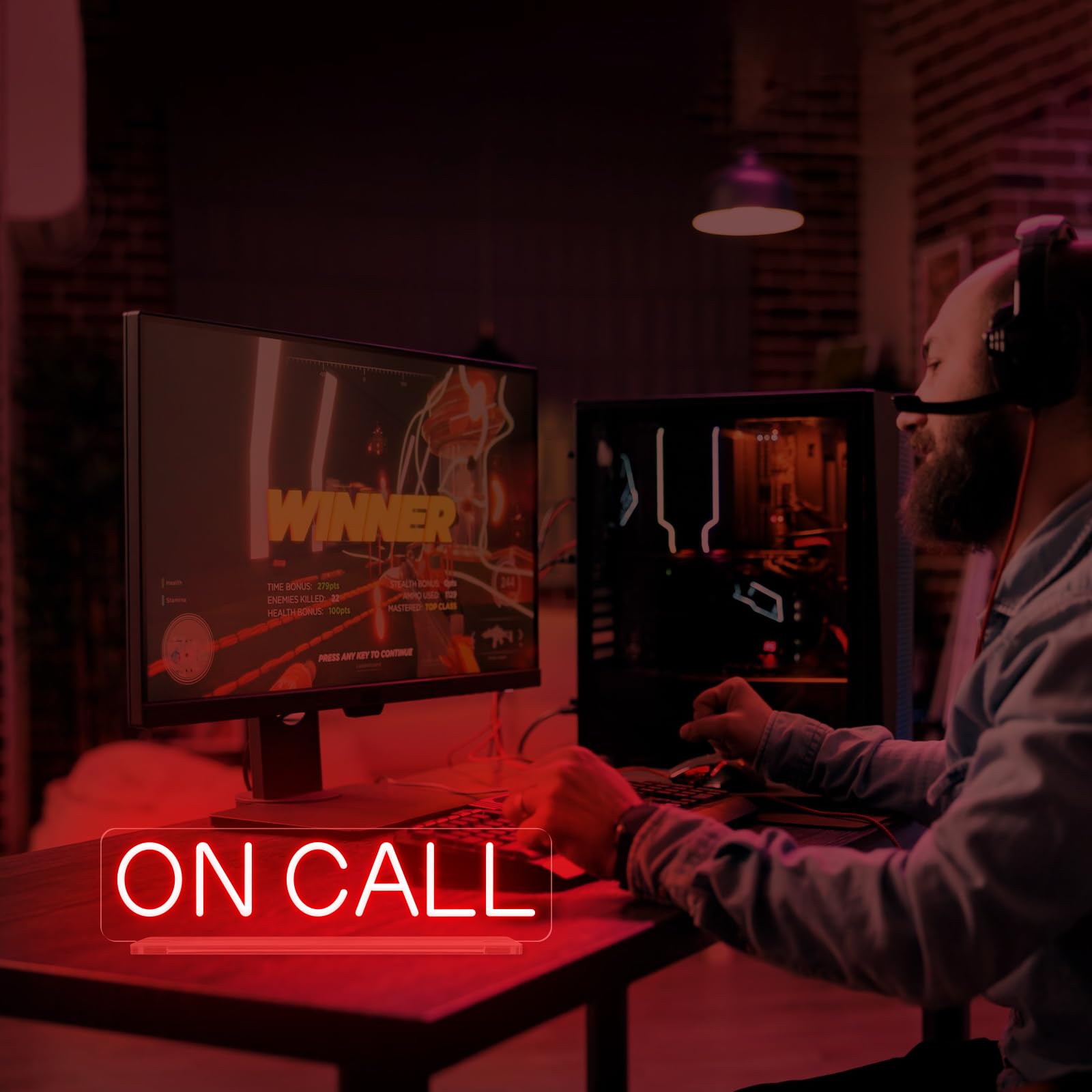 KUCADE On Call Neon Sign - LED Desk Light, 15x4.1in, Silicone, Quiet Video Call Sign for Office and Game Room, Don't Disturb