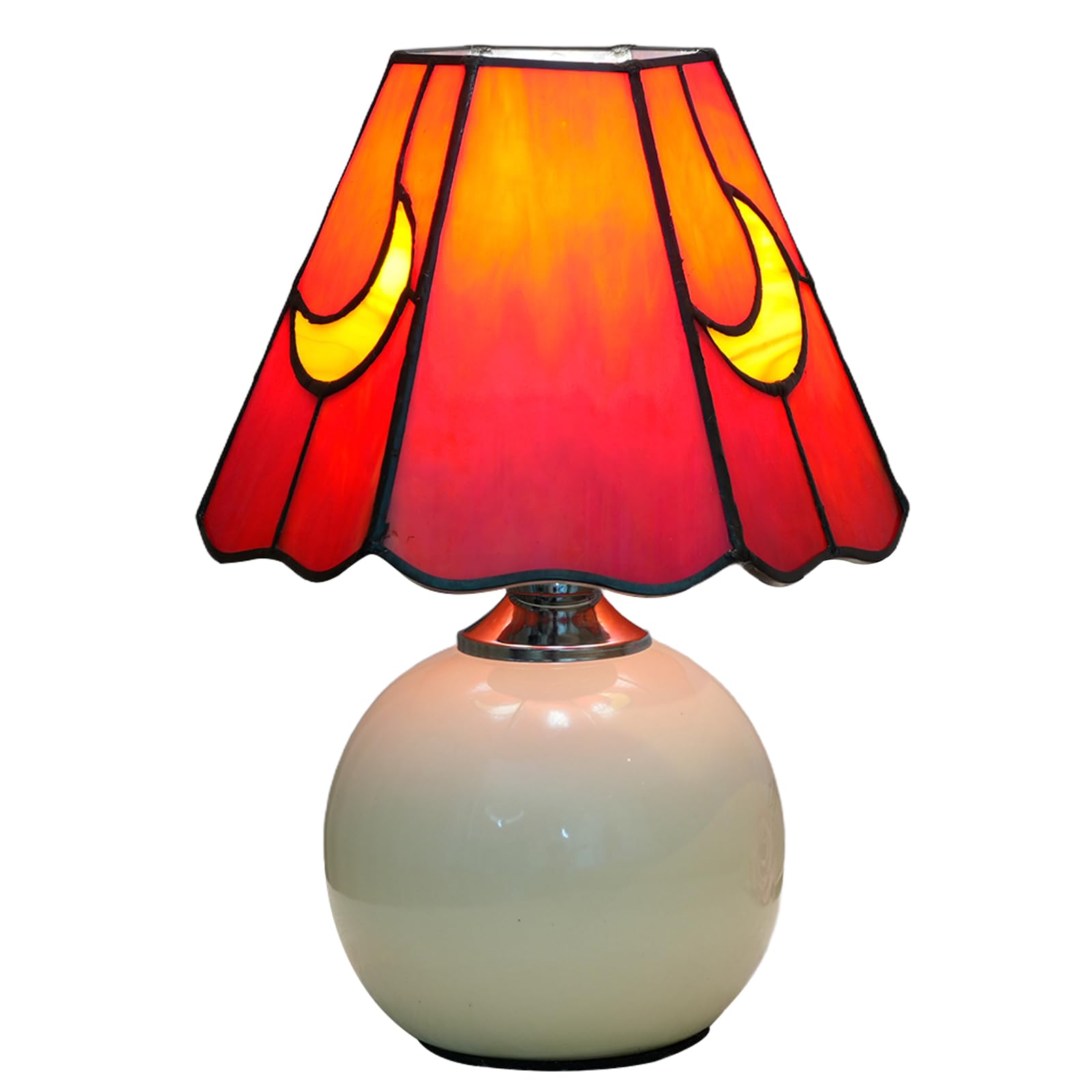KIPHEPI Mushroom Lamp Tiffany Stained Glass Table Lamp Moon Mushroom-Red Model OFU1208 for Home Decor and Gifts