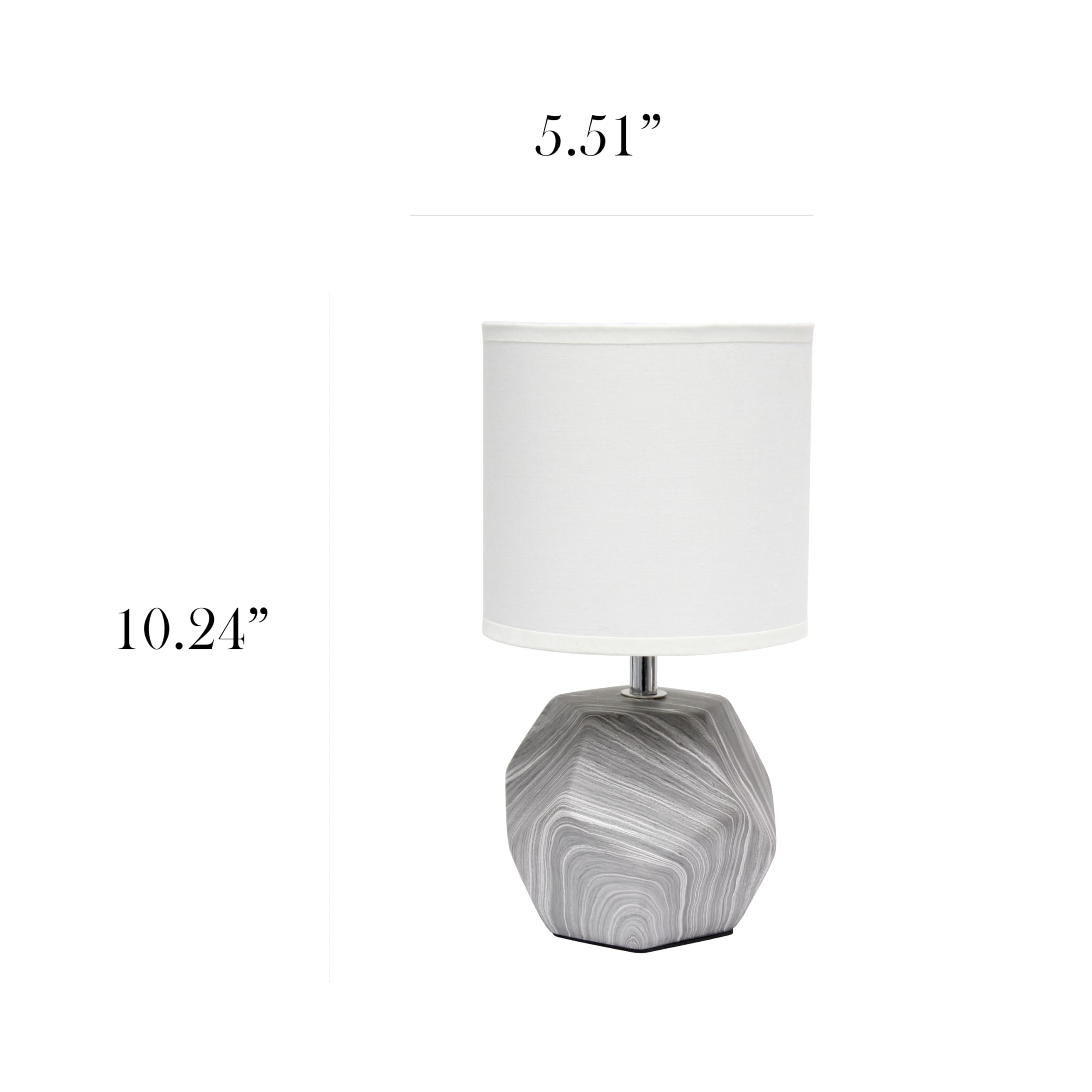 Simple Designs Lt1212-Mbl 10.24'' Modern Round Geometric Cube Table Lamp With Matching Shade, Marble-Inspired