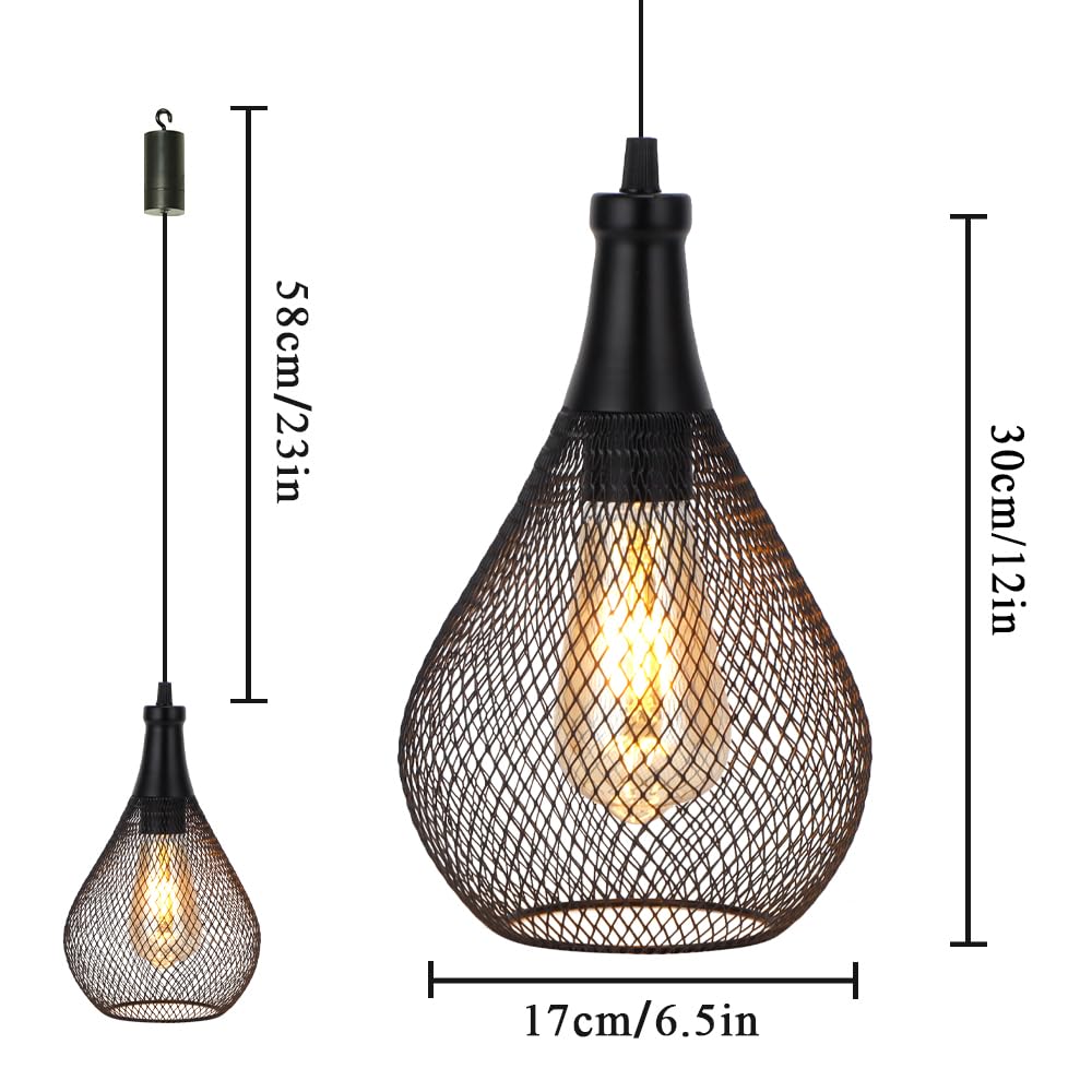 Jhy Design Hanging Lamp Set Of 2 Battery Operated Cordless Lamps Metal Cage Pendant Light With 6 Hours Timer Great For Parties P