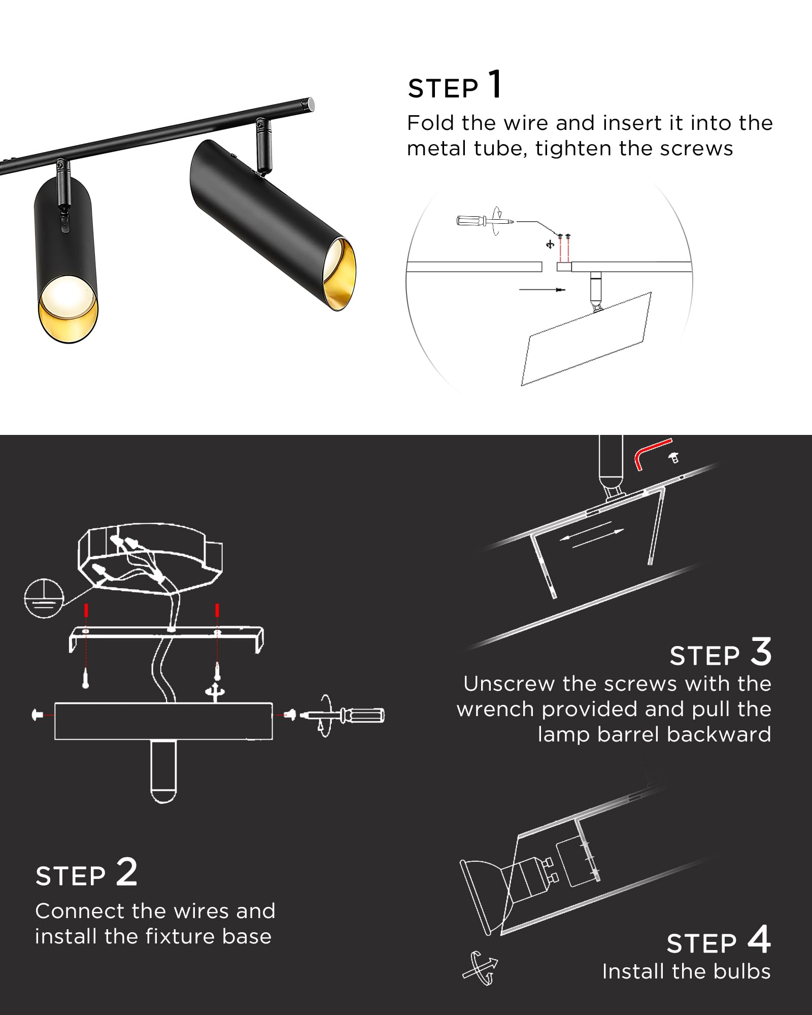 Femila 44 Adjustable Led Track Light  4000K Black Ceiling Track Lighting Fixture  350?Rotatable  Modern Led Track Light Kit  4Fs79Tl-5 Bk