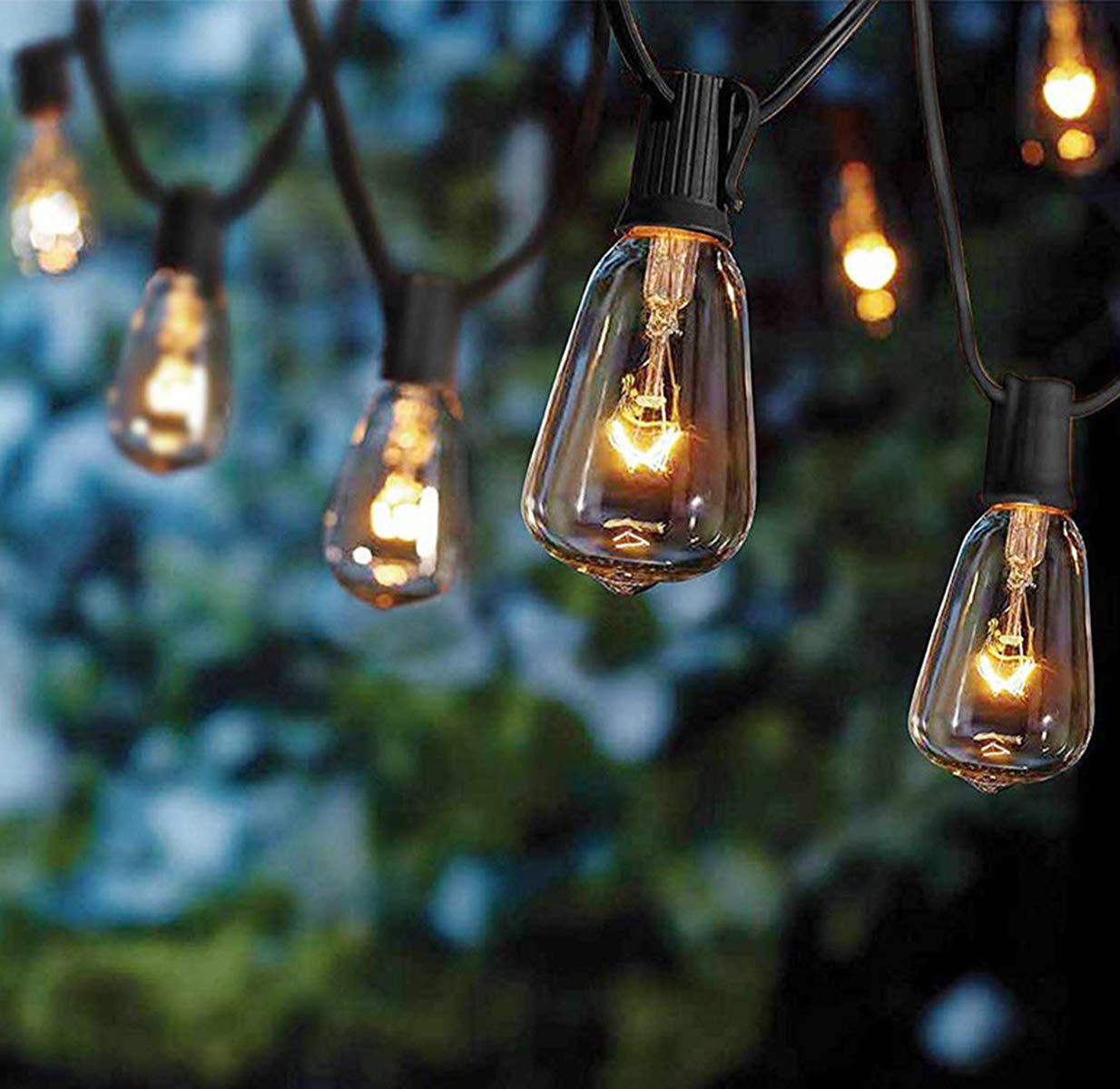 Couah Outdoor Patio String Lights, 10FT Edison Bulbs, Black, Includes 1 Extra Bulb, Ideal for Garden, Porch, Party, Deck, Yard