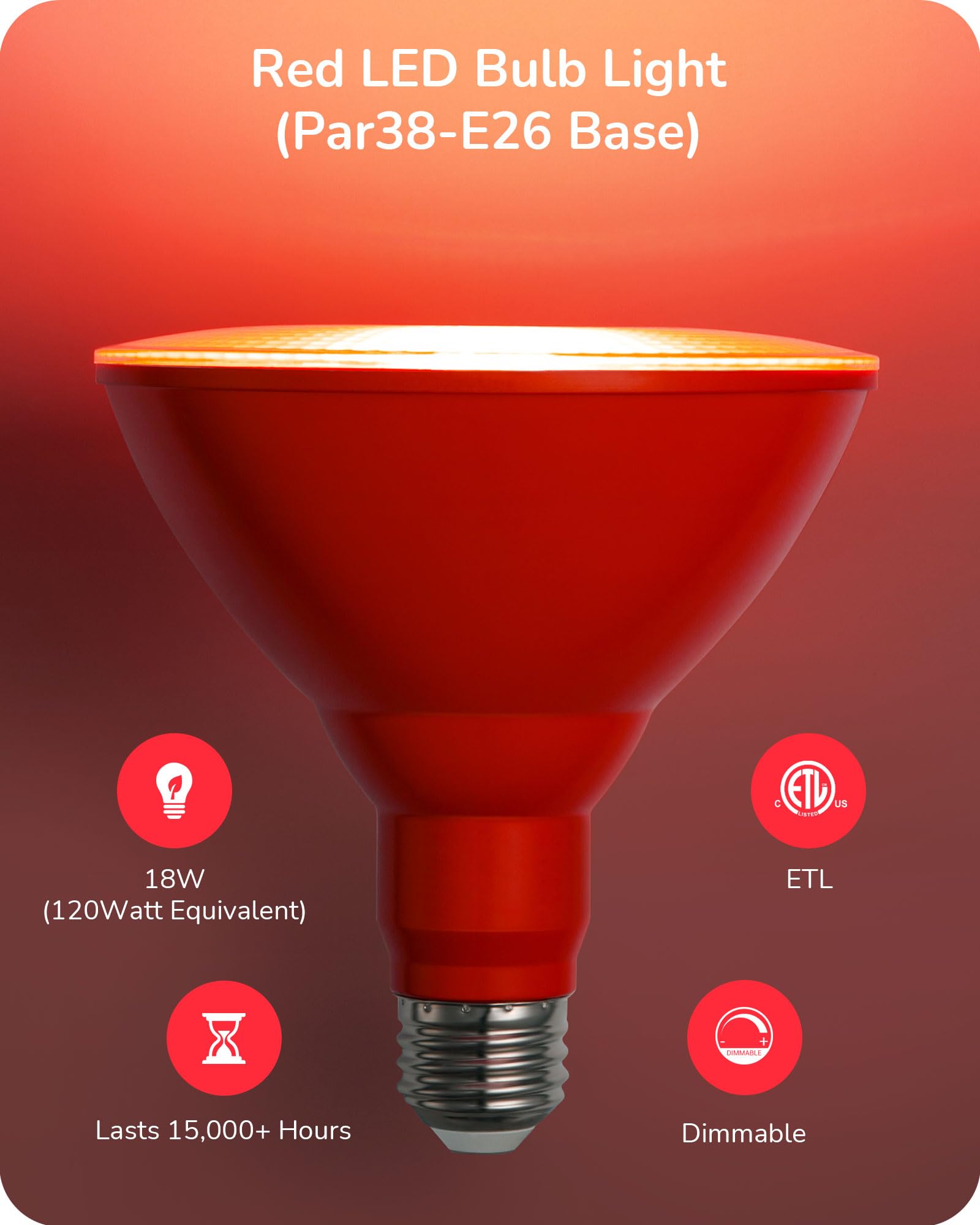 EDISHINE PAR38 Red & Green LED Flood Light Bulbs Outdoor, Dimmable Red Green LED Light Bulb, 18W(120W Equivalent), Light Bulb fo