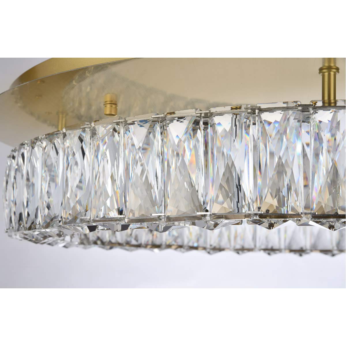 Elegant Lighting Gold Flush Mount Led Light With Clear Crystal, 25.6&quot; Modern Ceiling Fixture