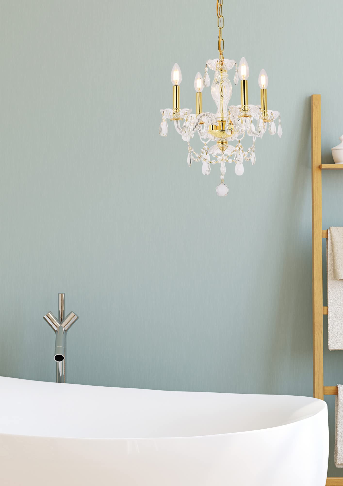 Elegant Lighting Value Princeton 4 Light Chrome Pendant Clear Royal Cut Crystal