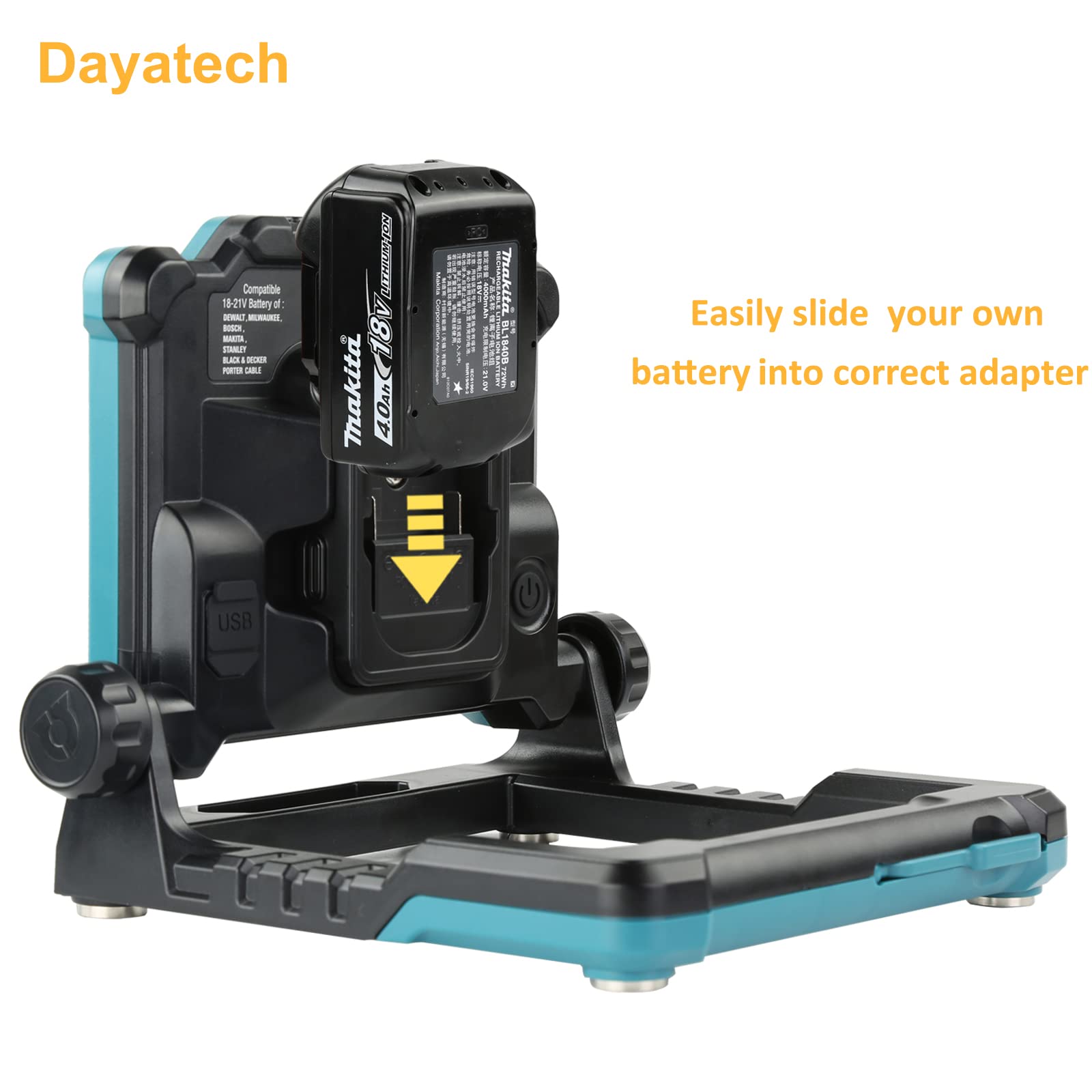 Dayatech Cordless Led Work Light Compatible With Makita 18-20V Battery, Magnetic Base For Under Hood, 4000 Lm 25 W Brightness Adjustable, Flickerless, (Light Only/Charger Not Included)