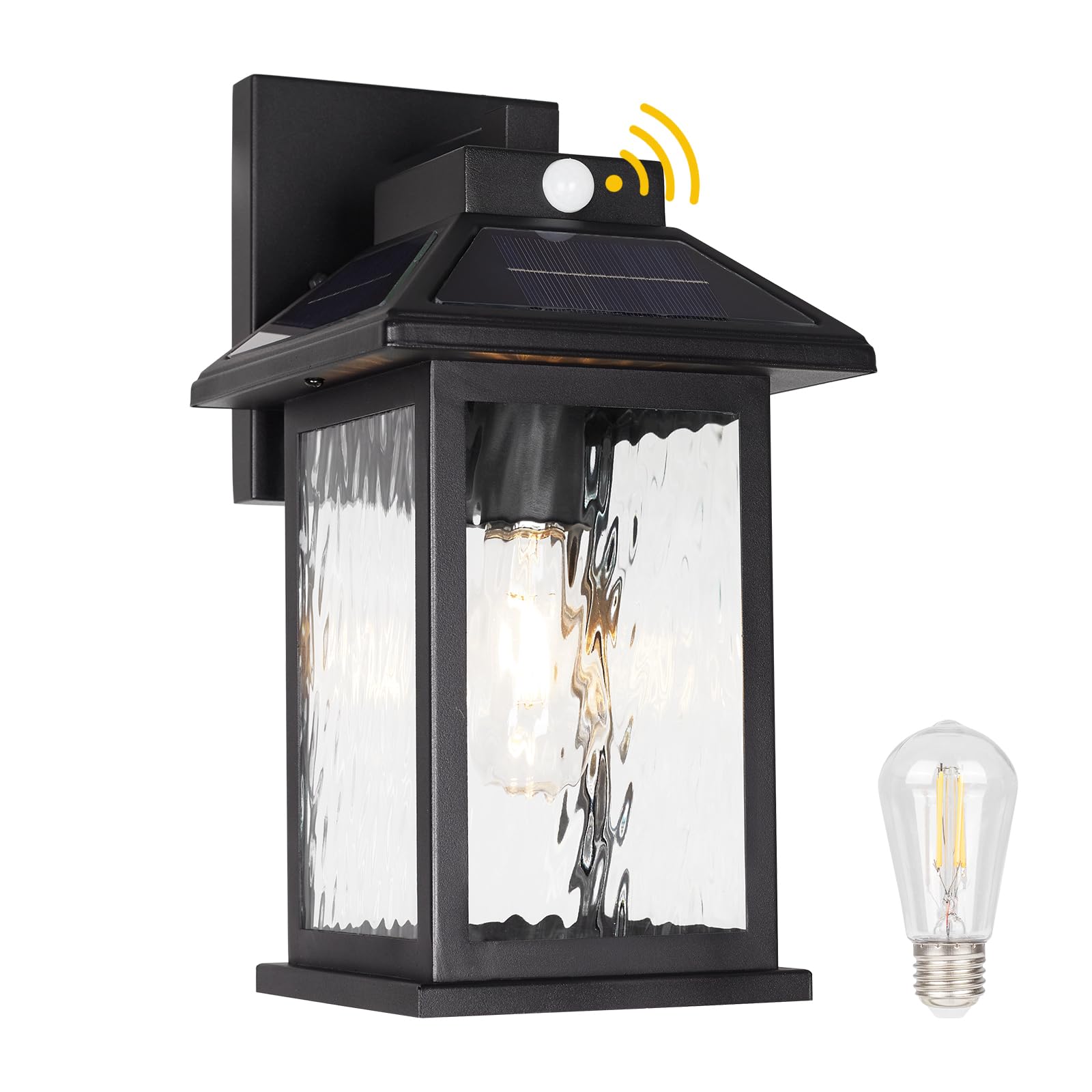 Solar Wall Lanterns Outdoor Motion Sensor  Solar Powered Porch Light Fixture  Waterproof Dusk to Dawn Outdoor Wall Sconce Lantern Lamp for Garage Shed Barn Yard Garden Front Door