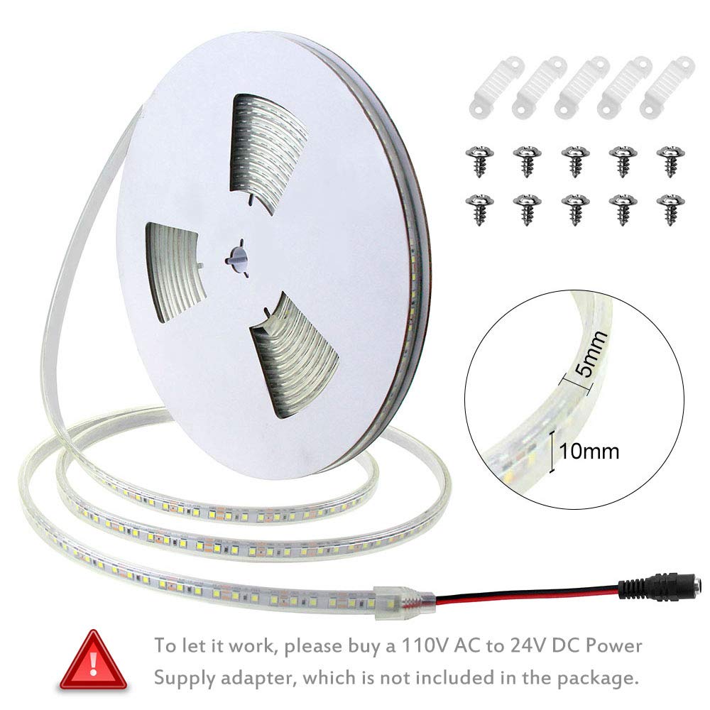 ALITOVE 24V LED Strip Lights, 32.8ft, 1200 LEDs, Waterproof, Daylight White, SMD 2835, Model 817bfbe4-485