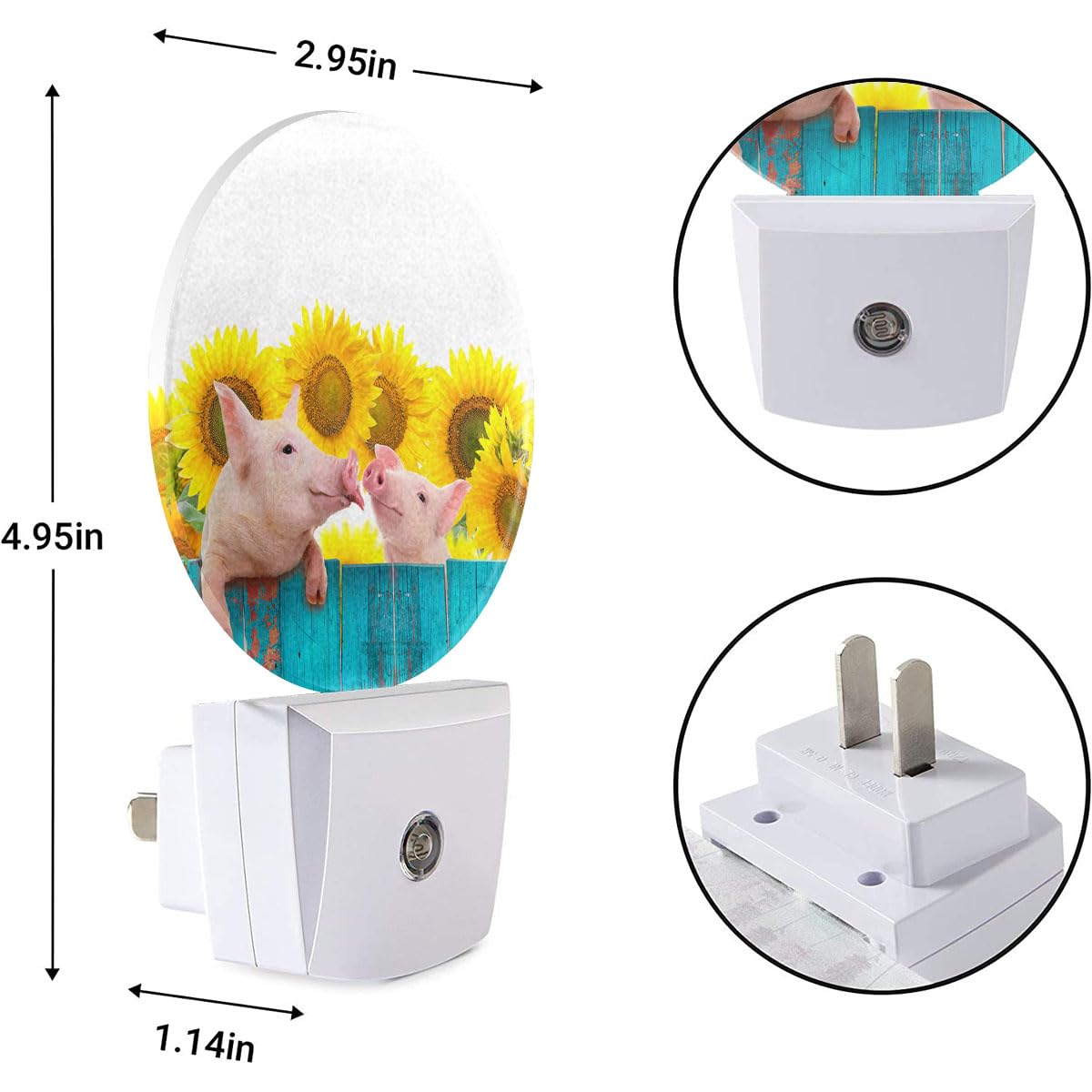 Ekobla Plug In Pink Piggy Night Light Cute Pet Farmhouse Pig Animal Night Lights Plug Into Wall Auto On Off Led Lamp Home Decor