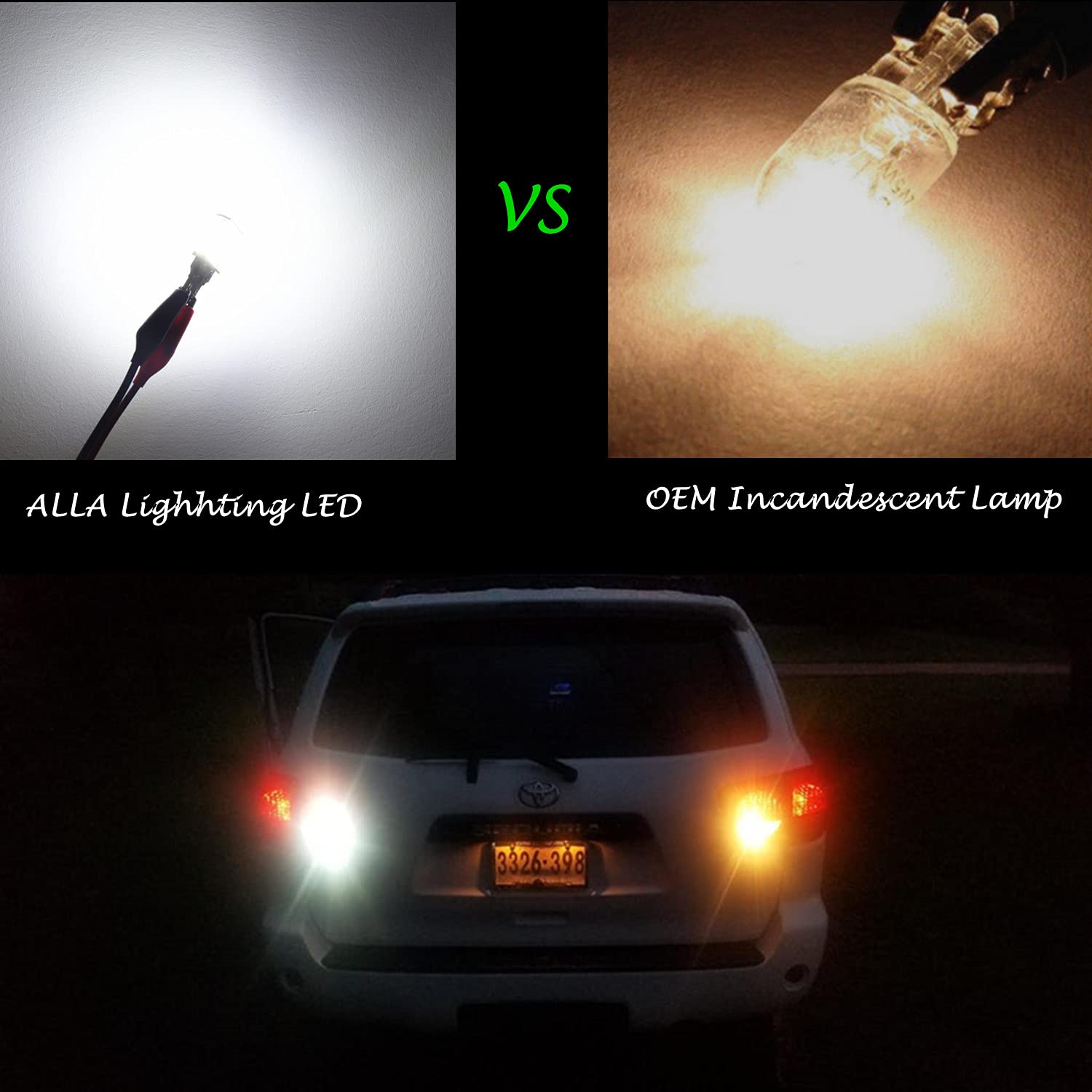 Alla Lighting Strobe LED Reverse Bulbs 2600lm T15 912 921 6000K White Model Alla-STR-921-4014-48W for Cars Trucks RVs SUVs
