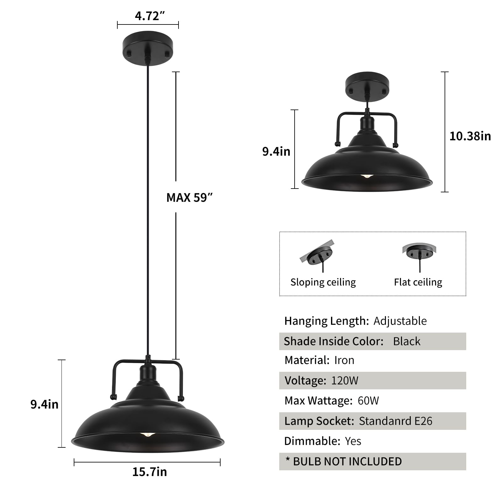 Sesiment Black Pendant Light  Large Pendant Light 15.7 3 Packs  Modern Farmhouse Pendant Lights  Kitchen Pendant Lights  Pendant Lighting Kitchen Island For Kitchen  Living Room