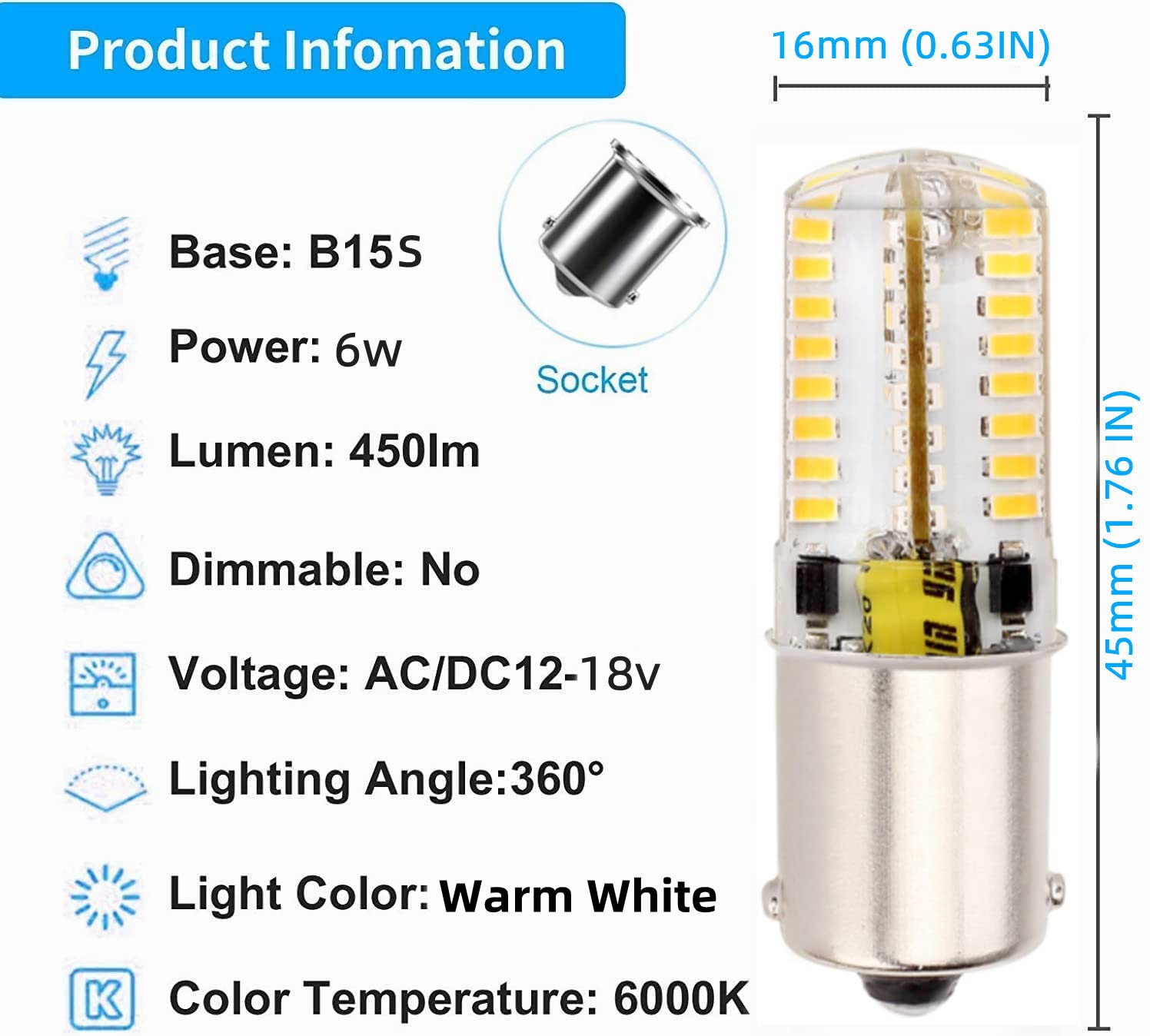 Ba15S 1156 P21W Led 12V Ac/Dc 6W Low Voltage Bulbs  1141 S8 Single Contact Bayonet Base  3000K Warm White  For Landscape Lighting  Rv  Camper  Outdoor Path Lighting Deck Lighting. (Pack Of 4)