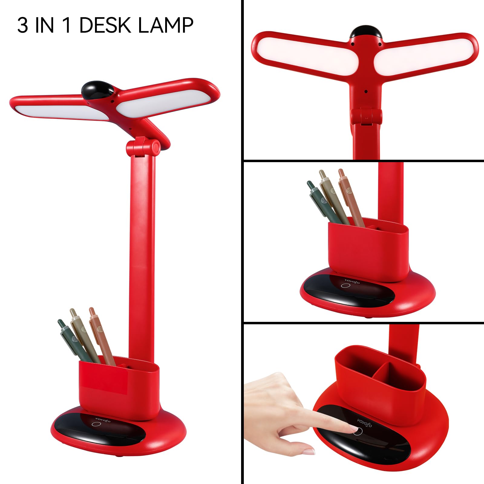Vavofo Wireless Led Desk Lamp 6785-Touch Control, 2700-7000K Adjustable Color Temperature, 700 Lumens, Dual-Head Design, Pen Hol