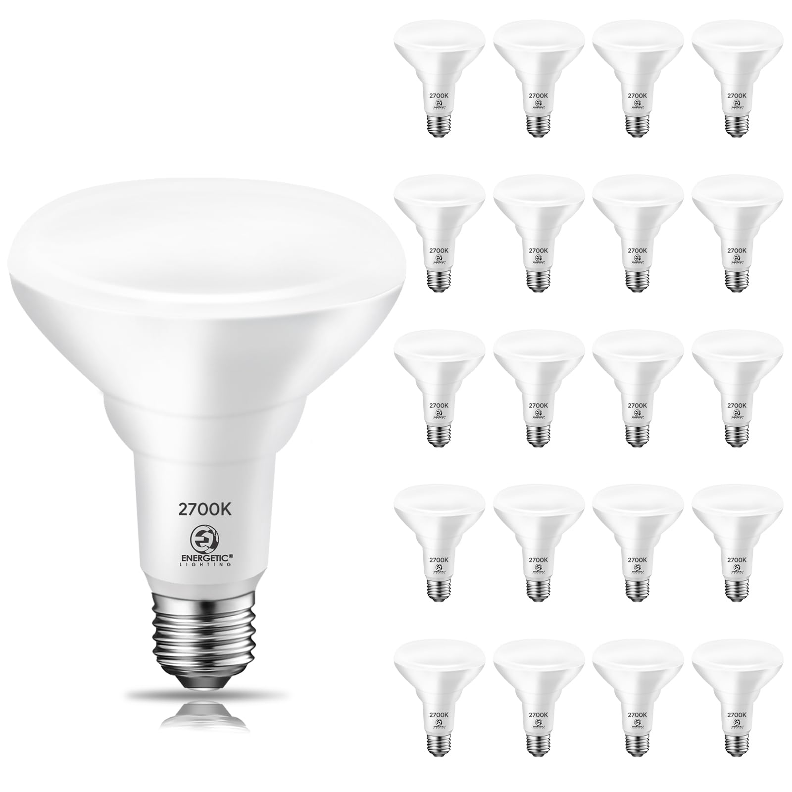Energetic 20 Pack 65W Br30 Led Recessed Light Bulb, Dimmable, 650 Lumens, Soft White 2700K, E26 Base, Indoor Flood Light For 5/6
