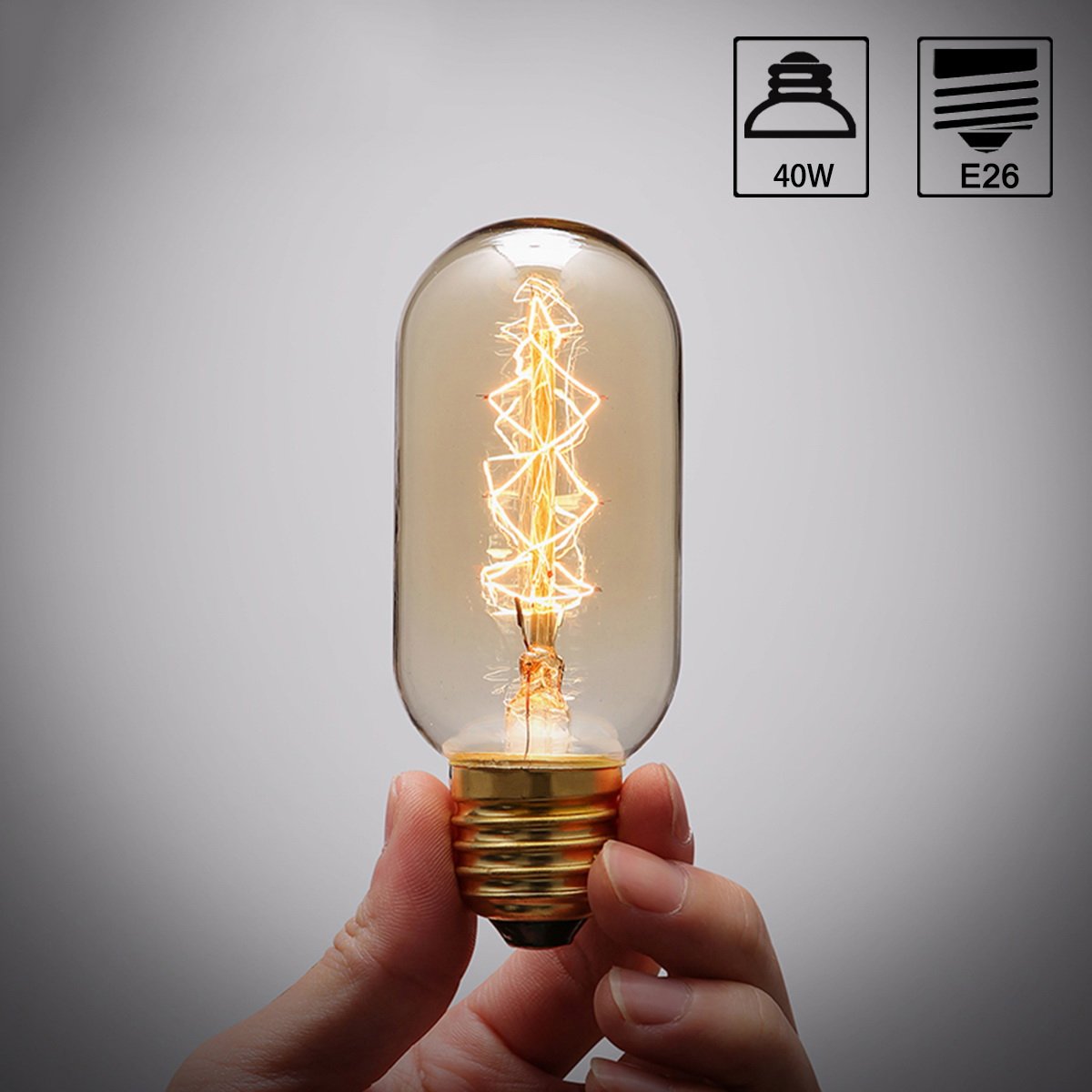 Doresshop T45 Vintage Edison Light Bulb, Antique Tubular Style Incandescent Bulb, Warm White, Amber Glass, 110-130 Volts, E26 Me