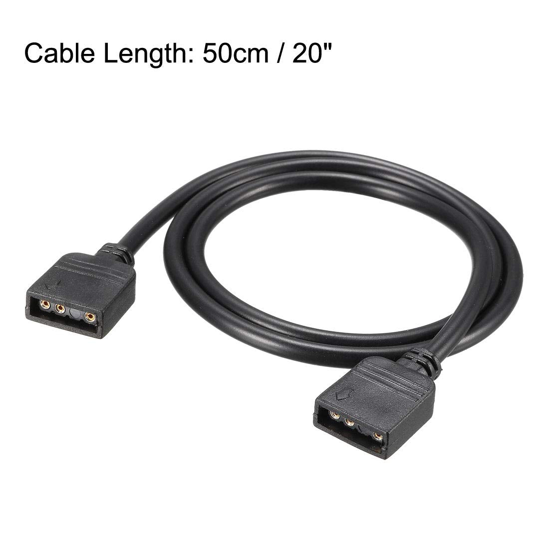 Uxcell Argb Splitter Cable Female To Female 3 Pin Extension Connector Cord Wire For 5050 3528 Led Light Strips 50Cm Length