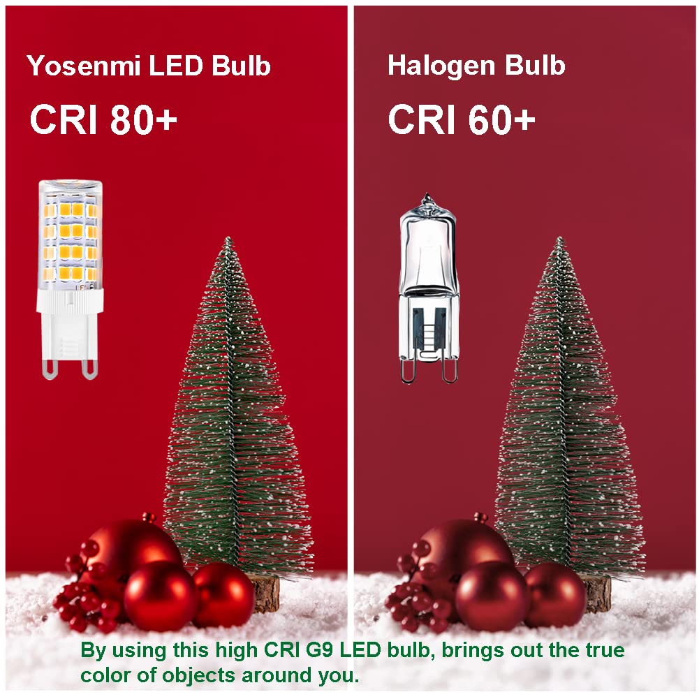 Yosenmi G9 LED Light Bulbs, 5W Non-Dimmable, 3000K Warm White, 430LM, 12-Pack, Ceramic Base