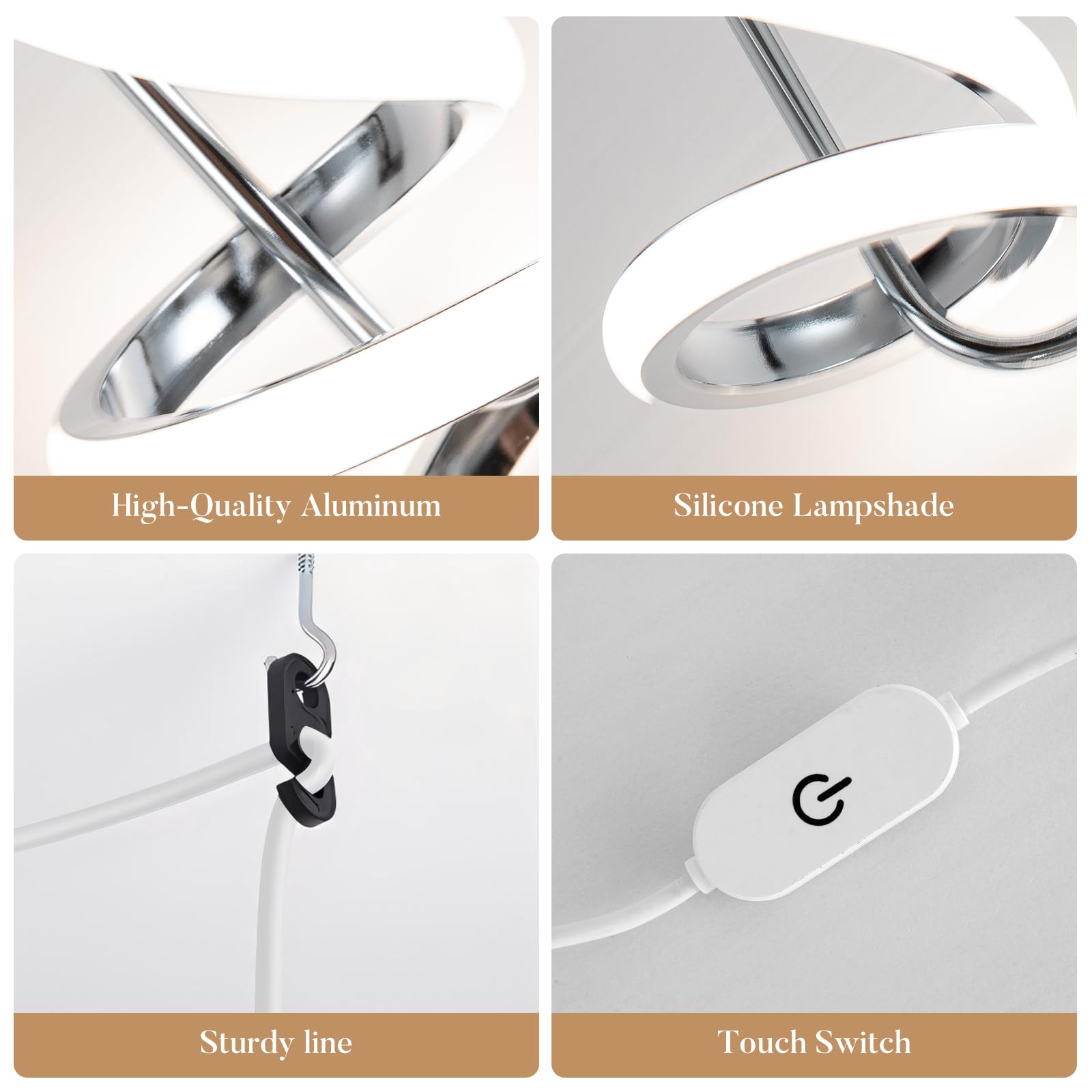 Sovinzert Modern Led Pendant Light Fixtures Pendant Lights Kitchen Island Lighting Adjustable Height Chrome Hanging Lamp