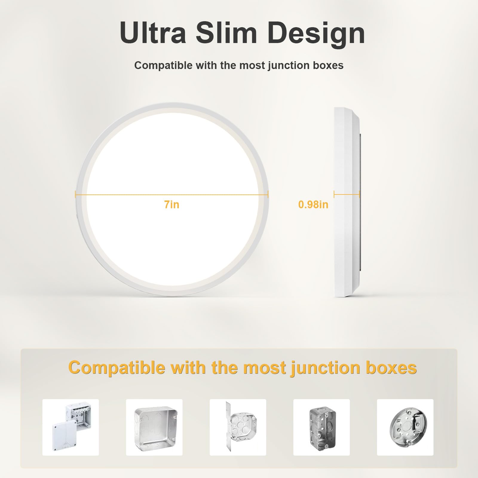 VOLISUN 8-Pack LED Flush Mount Ceiling Light, 15W Dimmable, 7 Inch, 3000K-6500K Selectable, White, Model 21417ZM