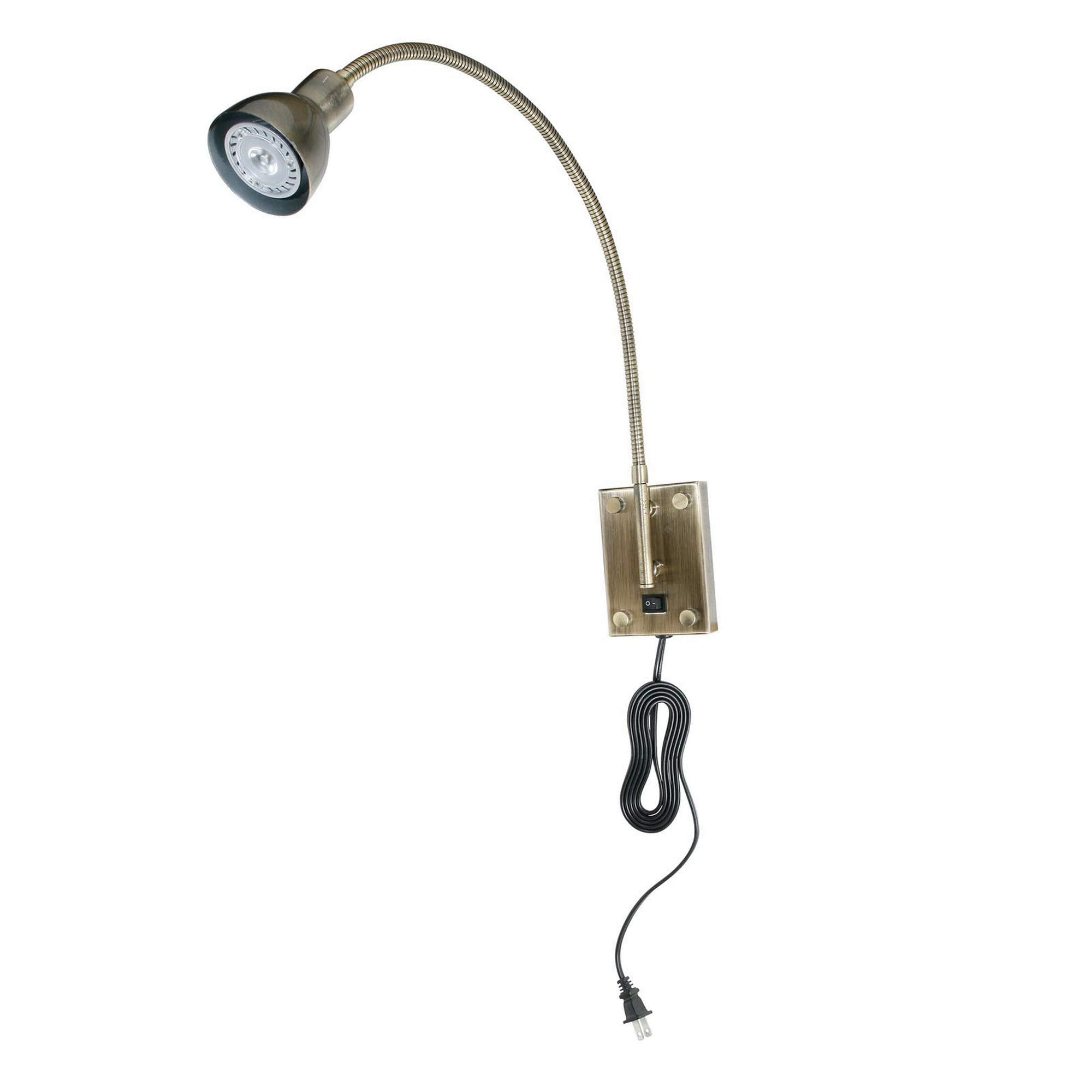 Benzara Metal Round Wall Reading Lamp with Plug-in Switch, Silver and Gray, Model BM225086