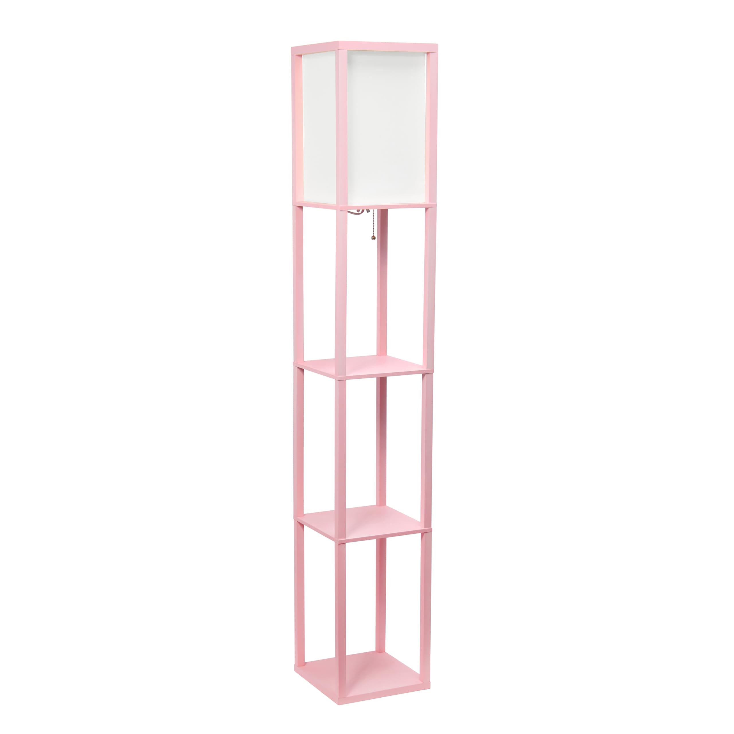 Simple Designs LF1014-LPK Floor Lamp, Etagere Organizer Shelf, Light Pink, No Bulb, Plastic