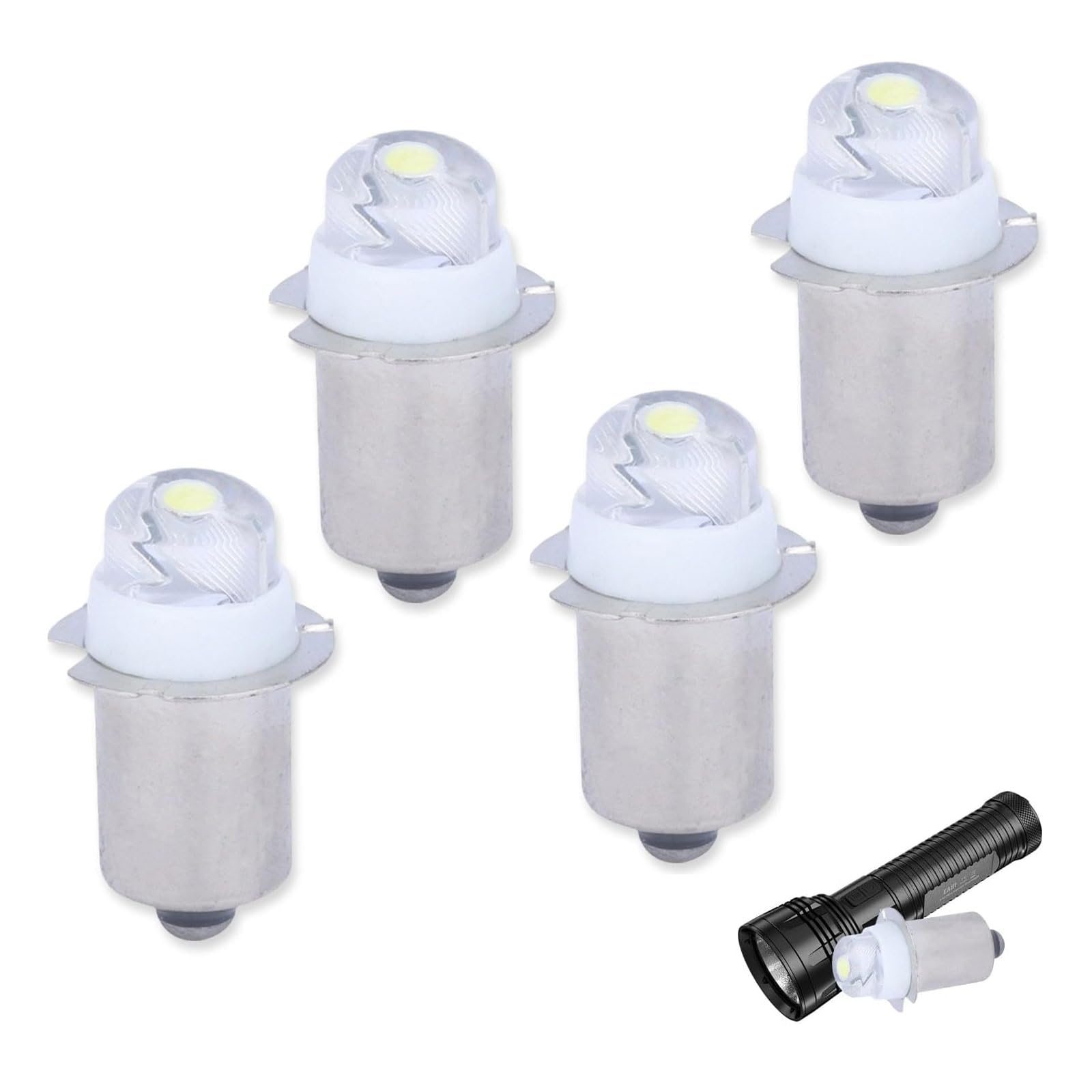 Yafiygi 4 Pack Flashlight Bulbs 30 Lumen 3-Volt Led Pr6 Replacement Bulb For Flashlights 3V Light Bulb Torch Flashlight Bulb Wit