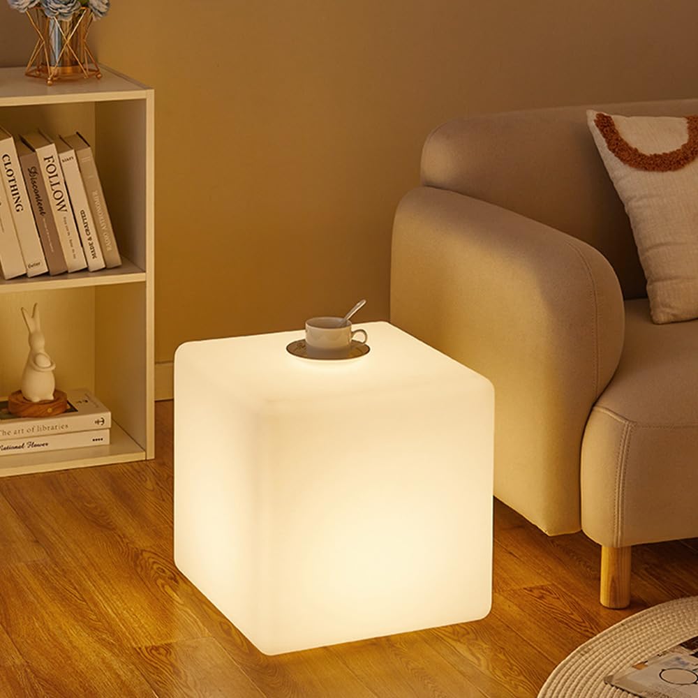 15-in LED Cube Chair Lights  16 RGB Colors Changing Light Up Cubes w/Remote  Versatile LED Cube Seat/Table  Waterproof Glowing Furniture Rechargeable Mood Night Light Decorative Light for Home Garden
