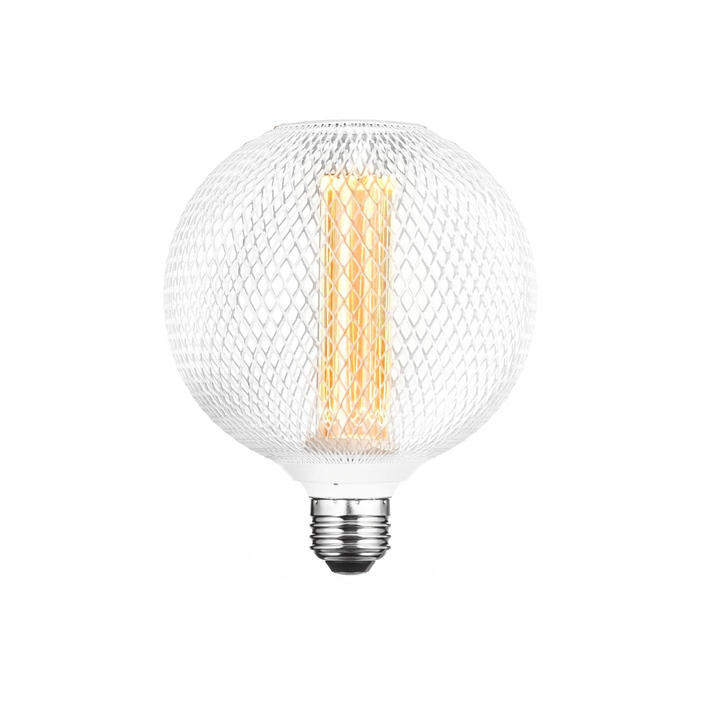 Next Glow White Metal Cage Globe Led Light Bulbs G40 / G125 3.5W Equivalent 20W E26 Led Bulb Base, Dimmable, Soft Warm Vintage 8
