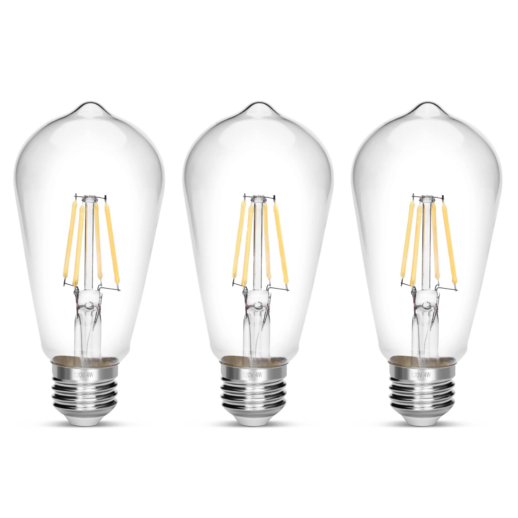 Notoc Led Edison Bulb - Antique 40W Non-Dimmable Light Bulb, 450 Lumens, Daylight White 5500K, Pack Of 3, Glass Material