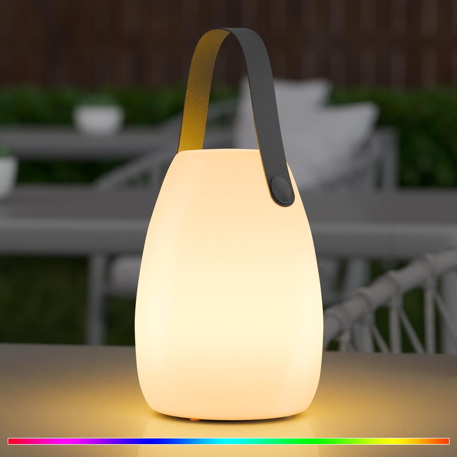 Uuffoo Portable Outdoor Table Lamp - Dimmable Rechargeable Night Lights W/Remote And 7 Rgb Colors, Ip44 Water-Resistant Hanging