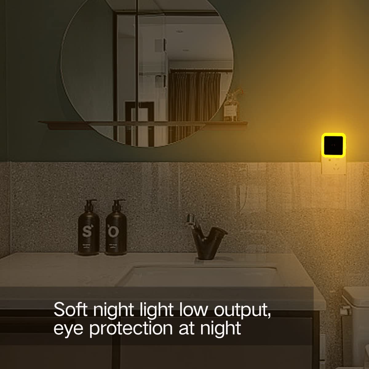 KINUR LED Night Light Plug-in with Dusk to Dawn Sensor, Amber Color, Model GB603, Ideal for Kids Room, Bathroom, Hallway