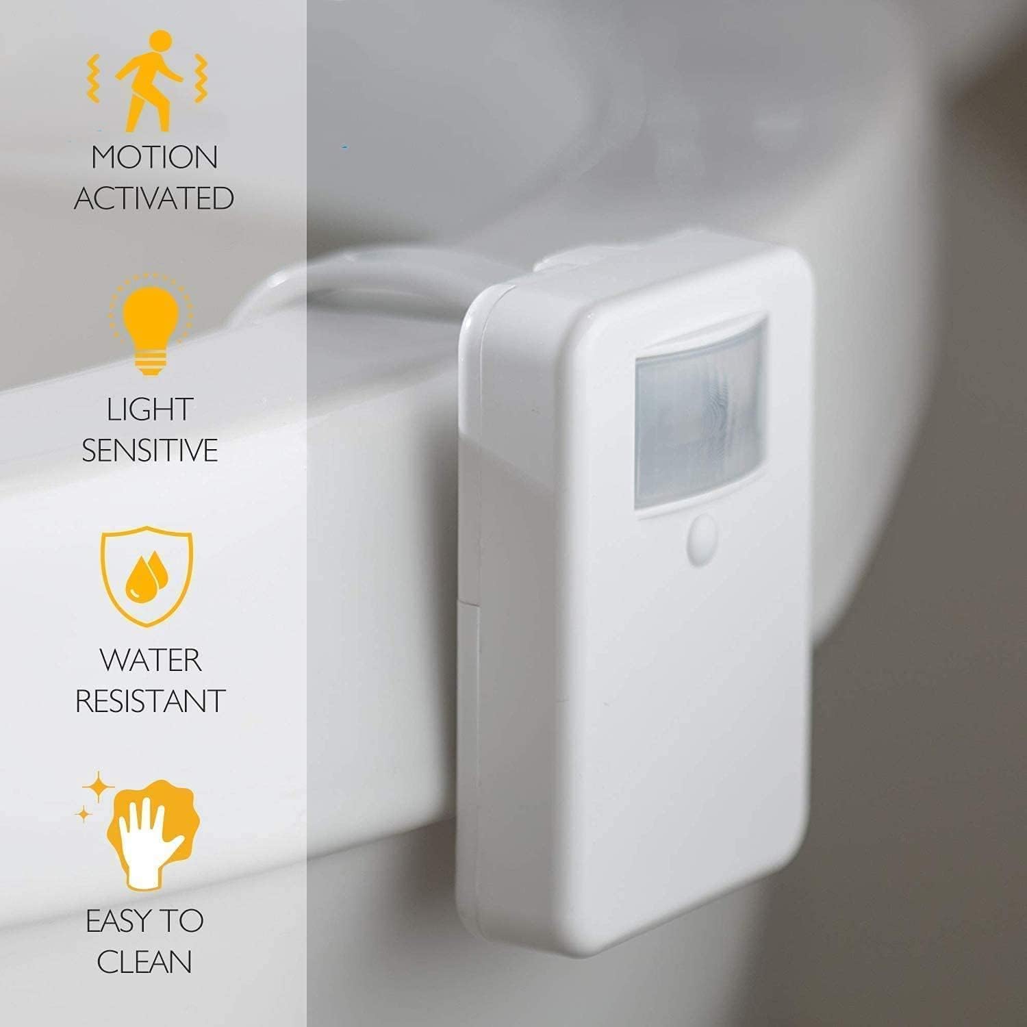 Witshine Toilet Night Light - 16 Color LED Motion Sensor Bowl Light - White - Model 550 - Unique Bathroom Decor Gadget for Men & Kids