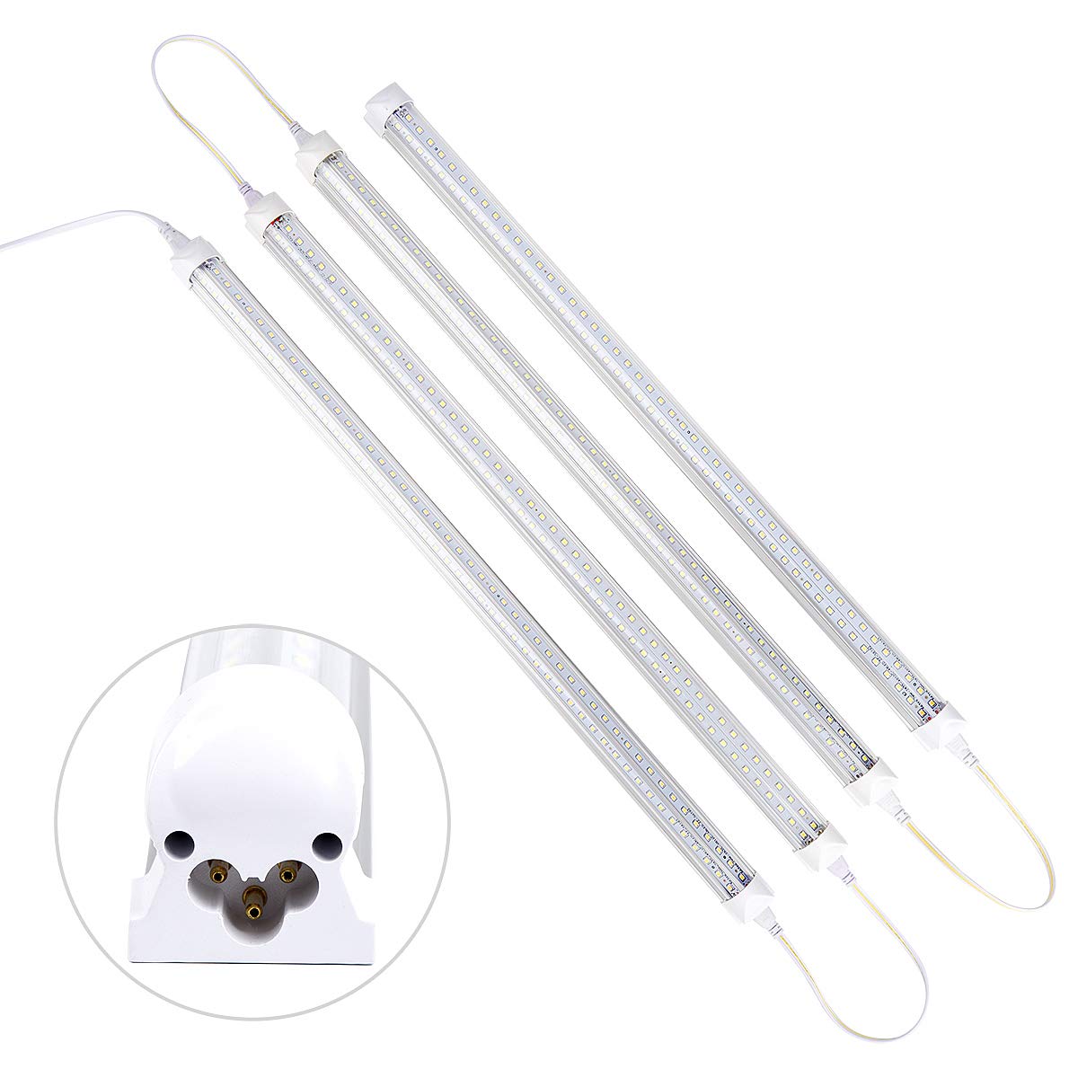 Singteam 10Pack 8Ft Led Shop Light Fixture, 90W Integrated Led Tube Light,10000Lm, 6500K, Clear Cover,High Output,Double Row V Shape 270 Degree Led Lighting For Garage Warehouse Workshop Basement