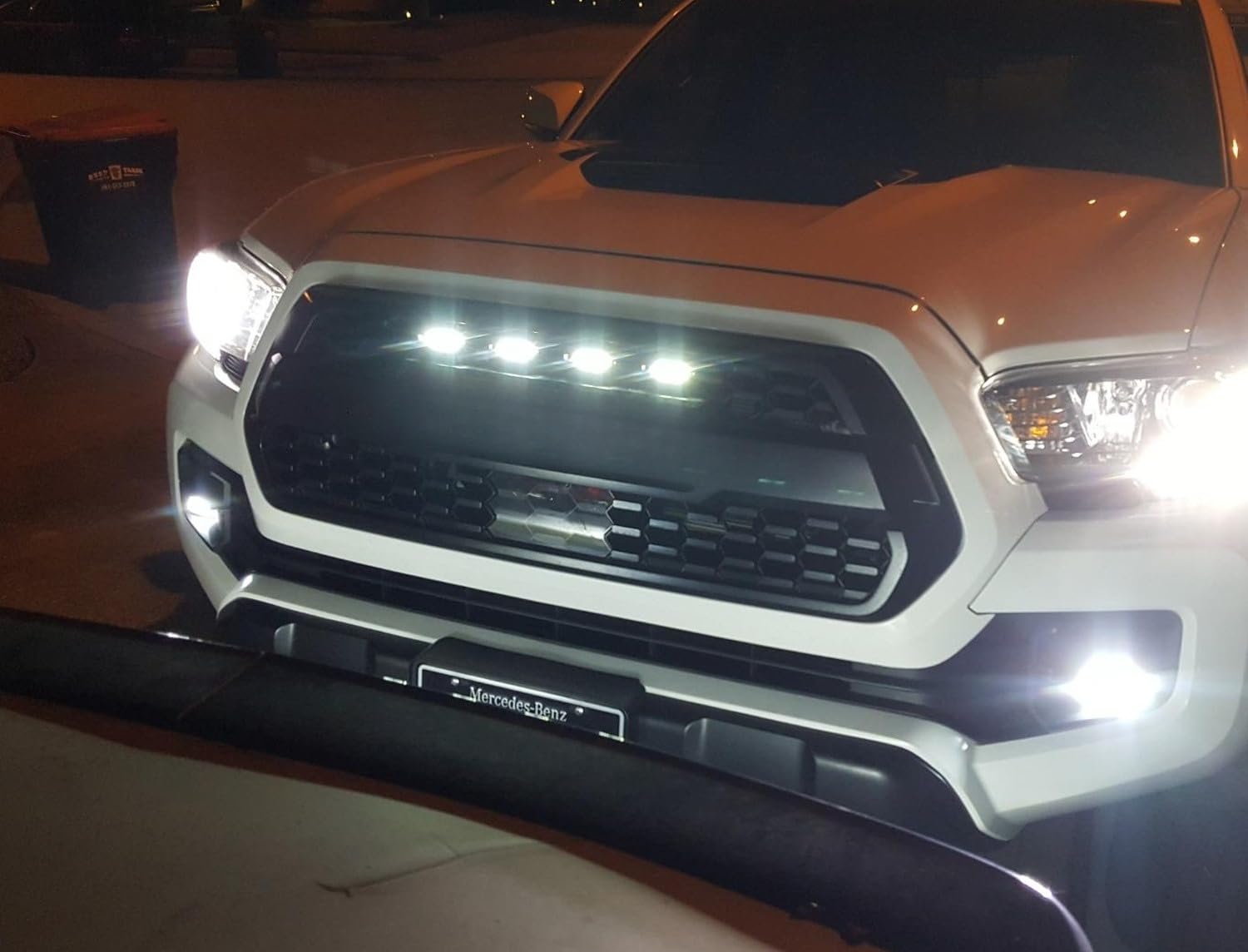 Ijdmtoy 4Pc Set Smoked Lens Front Grille Lighting Kit Compatible With 2016-2023 Toyota Tacoma W/Trd Pro Grill Only, Includes (4) 4-Smd 6000K White Led Light Assy & Wiring Harness