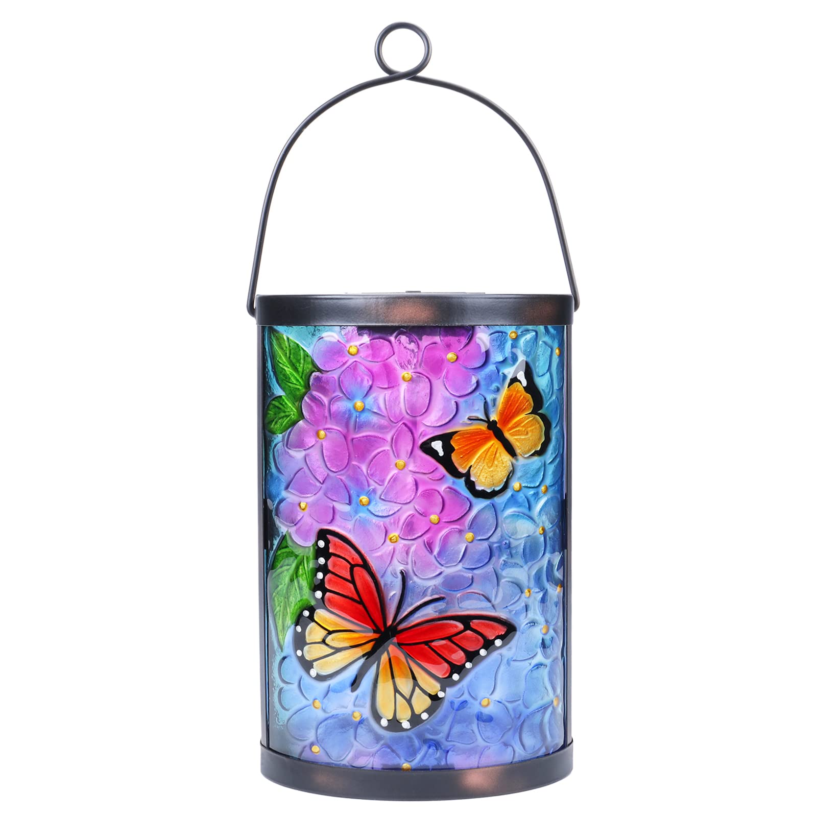 Hanging Solar Lantern Outdoor Waterproof LED Solar Lights Butterfly Decorative Solar Lanterns Tabletop Lamp for Outdoor Patio Ga