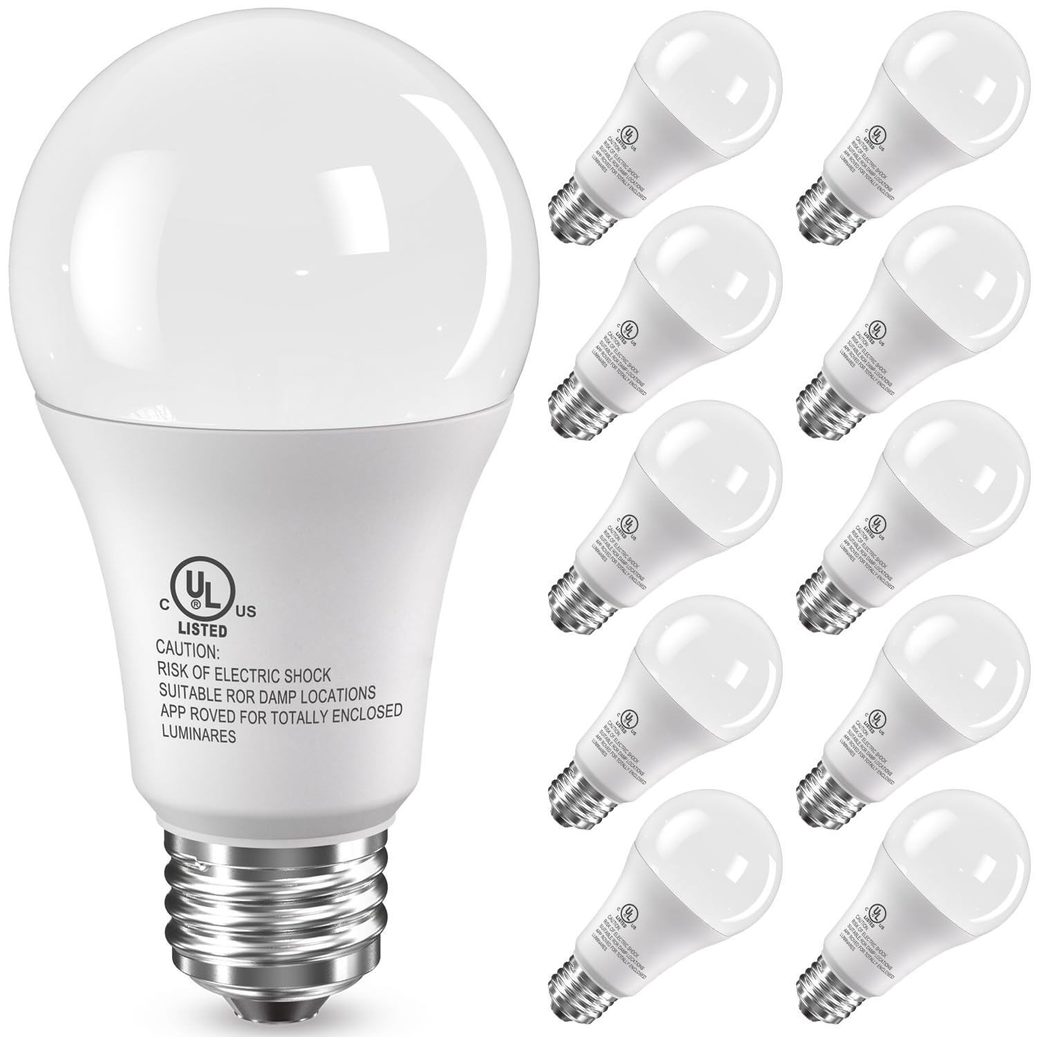 Tjoy 10 Pack Led Light Bulbs, 100 Watt Equivalent A19, 5000K Daylight Led Bulb, 15W Bright White Energy Saving Lightbulbs With E