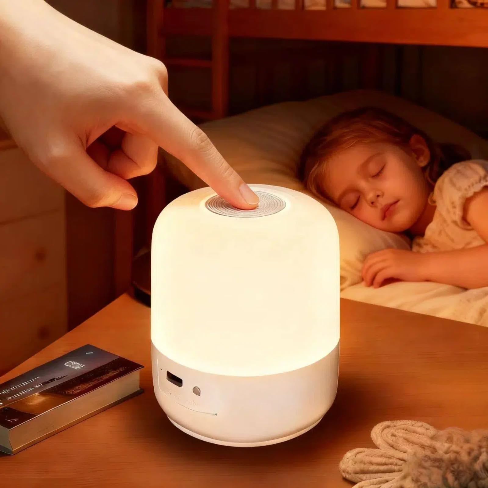 Portable Baby Night Light, 3 Colors Egg Light for Nursery, Mini Bedside Table Lamp for Kids Adults, Touch Control & Eye Caring &
