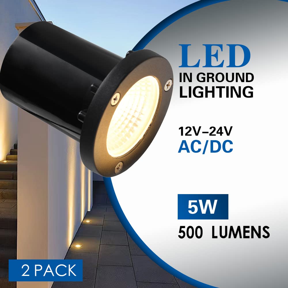 Eaglod 5W Well Lights,12-24V Led In-Ground Low Voltage Landscape Lights With Connectors, Ip67 Waterproof Landscape Lighting,3000