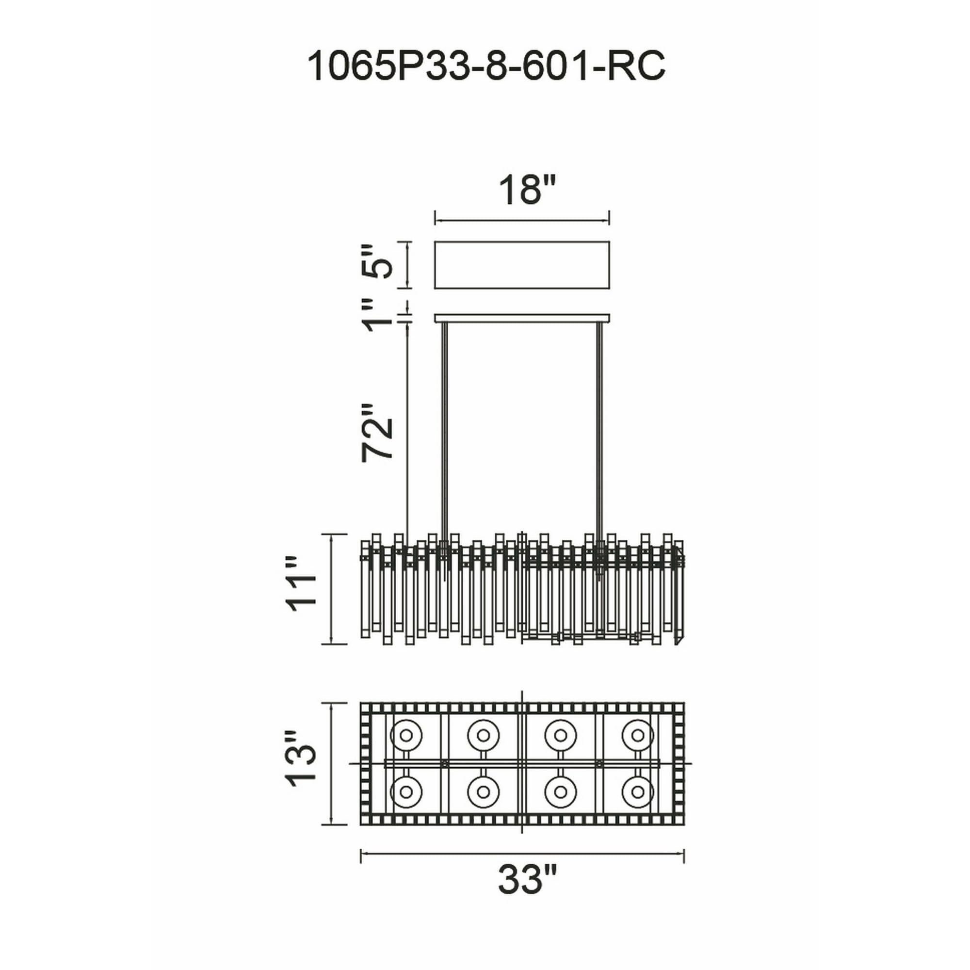CWI Lighting 1065P33-8-601-RC 8 Light Chandelier with Chrome Finish