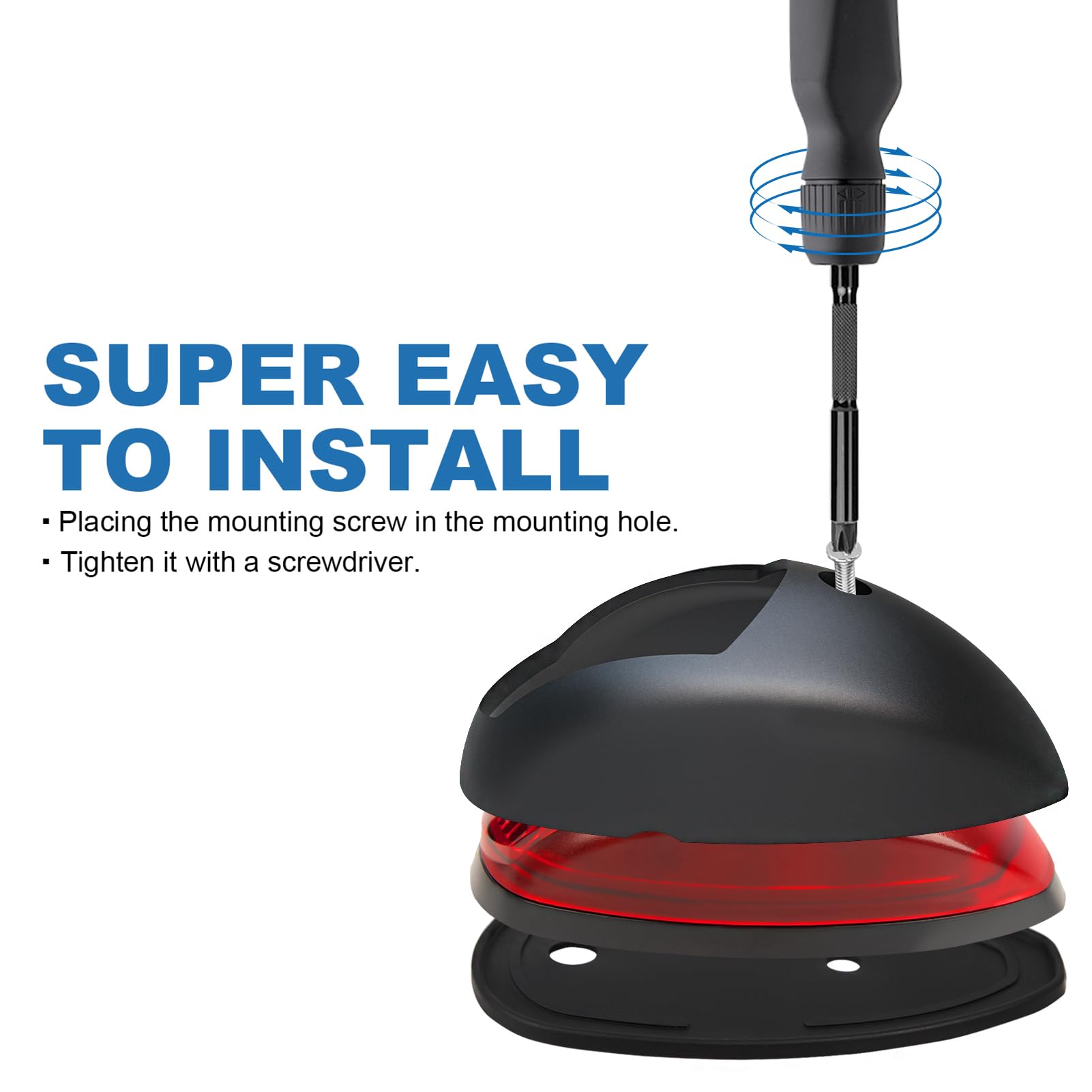 Obcursco LED Boat Navigation Lights, IP67 Waterproof, Red & Green Vertical Mount for Bow & Stern, Black, Model BNL-002