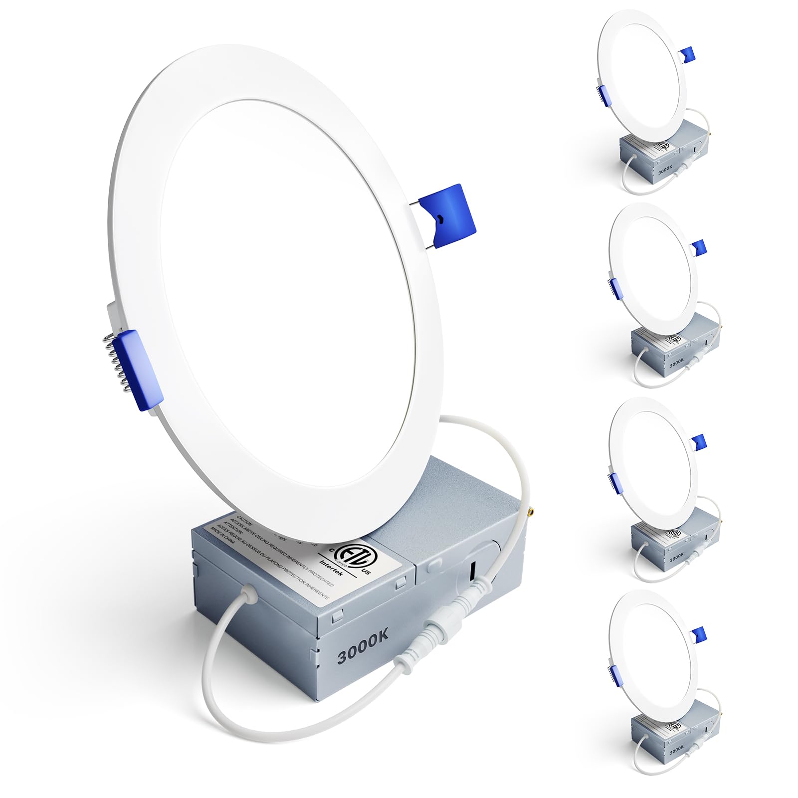 Ensenior 4 Pack 6 Inch LED Recessed Light, Dimmable, 3000K Warm White, 1200LM High Brightness, 12W 120V, Damp Rated, Ultra-Thin