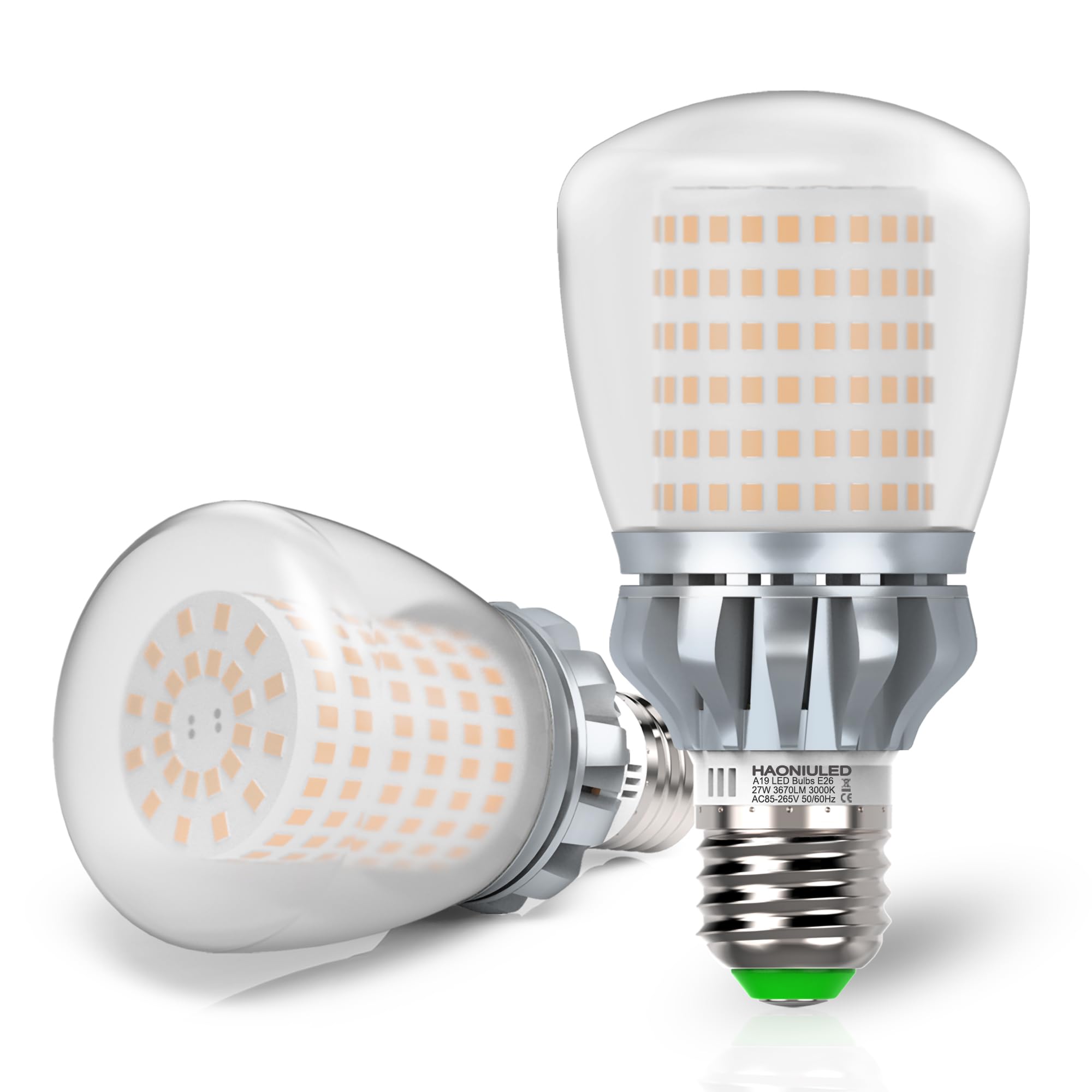 Led Light Bulbs A19 250 Watt Equivalent, Bright Led Bulbs 3670Lm 3000K Warm White, 27W E26 Led Corn Light Bulb Non-Dimmable 2-Pa