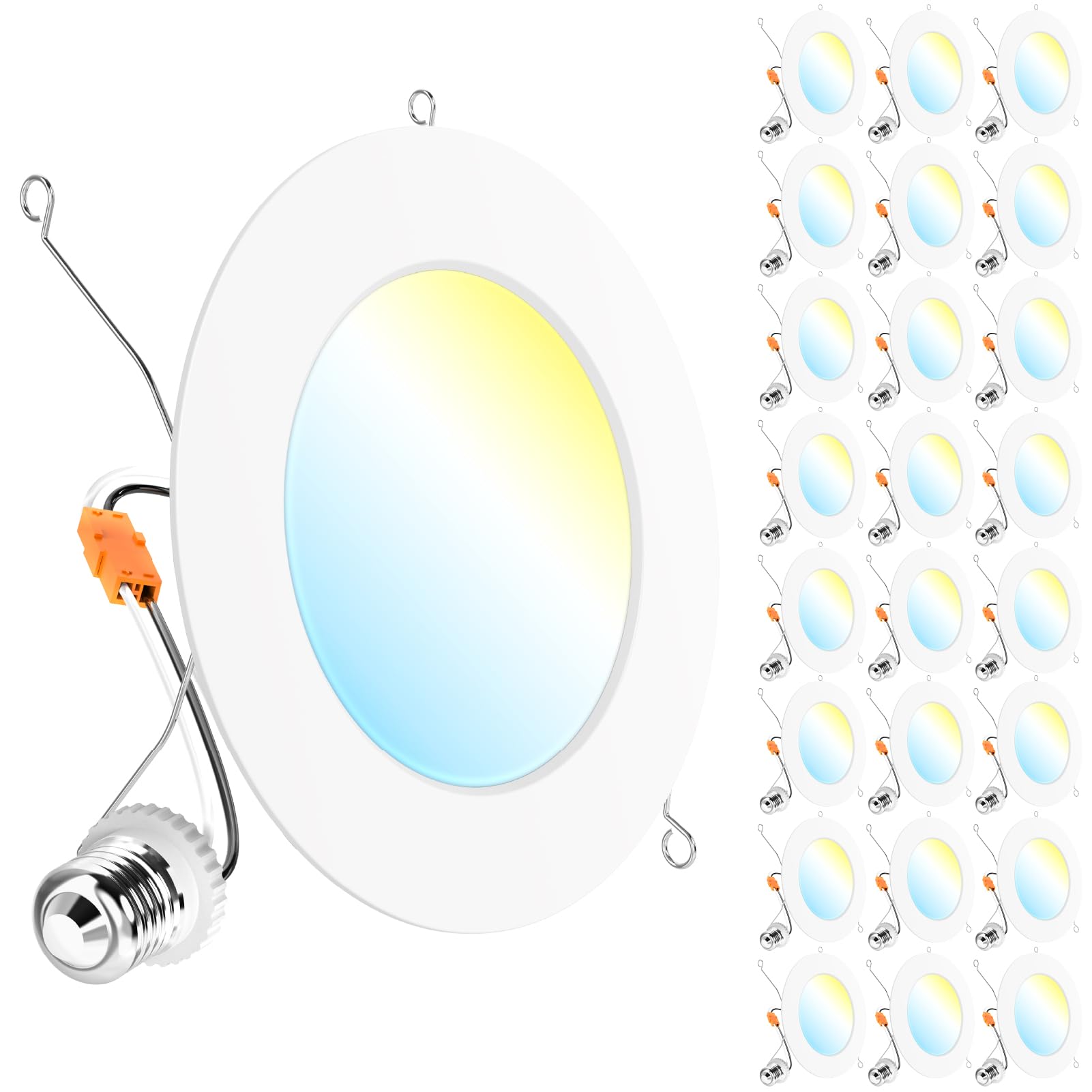 Sunco 24 Pack Retrofit LED Recessed Lighting 6 Inch, Can Lights for Ceiling, 1200 LM, 15W, Selectable CCT 2700K/3000K/4000K/5000