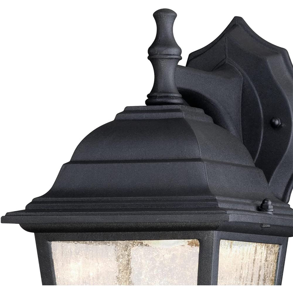 Westinghouse One-Light Dimmable LED Outdoor Wall Fixture, Model 6400100, Plastic, Black Finish with Clear Seeded Glass
