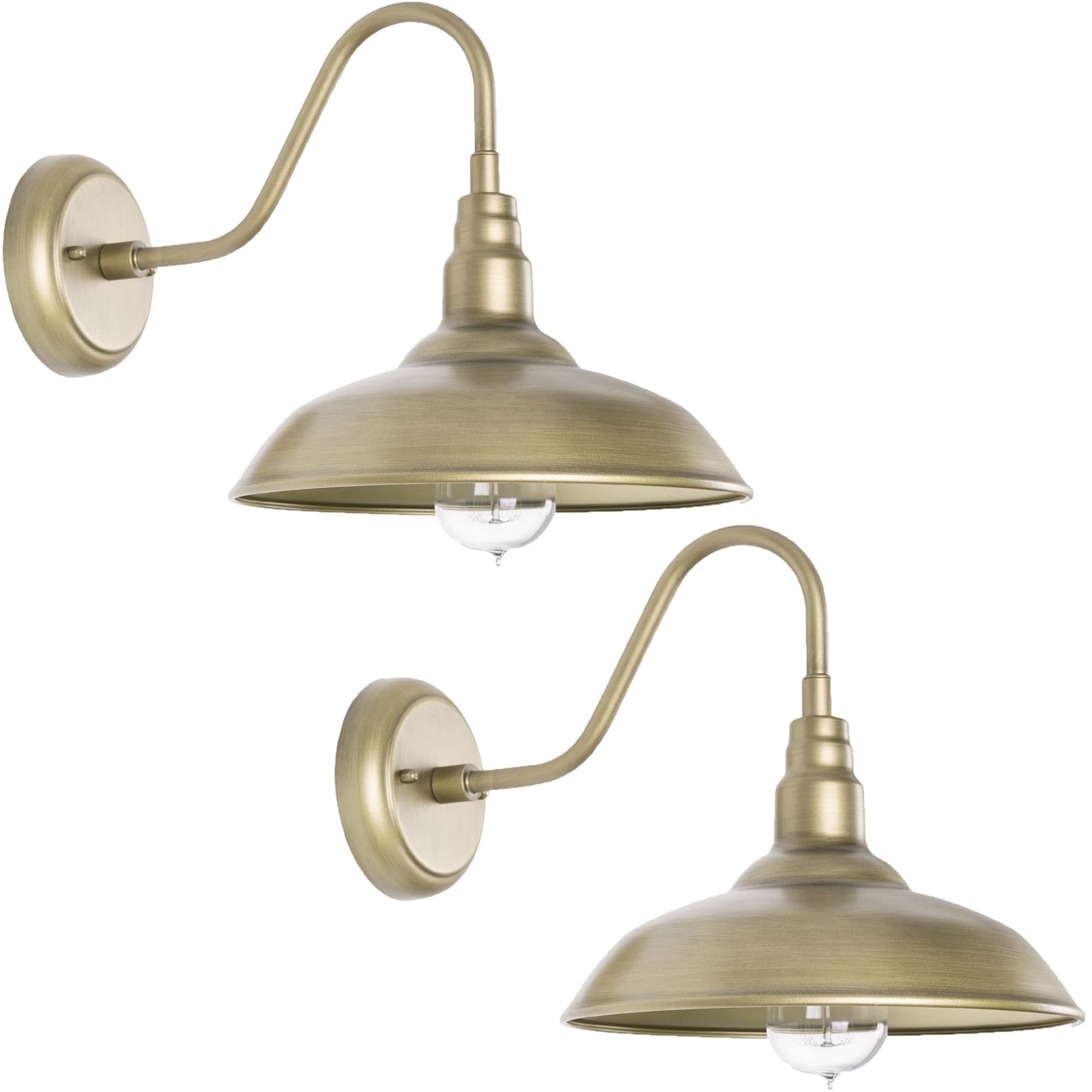 GOALPLUS Brass Outdoor Gooseneck Light, 10'' Diameter Gooseneck Barn Wall Sconce for Porch, Exterior Waterproof Farmhouse Light 